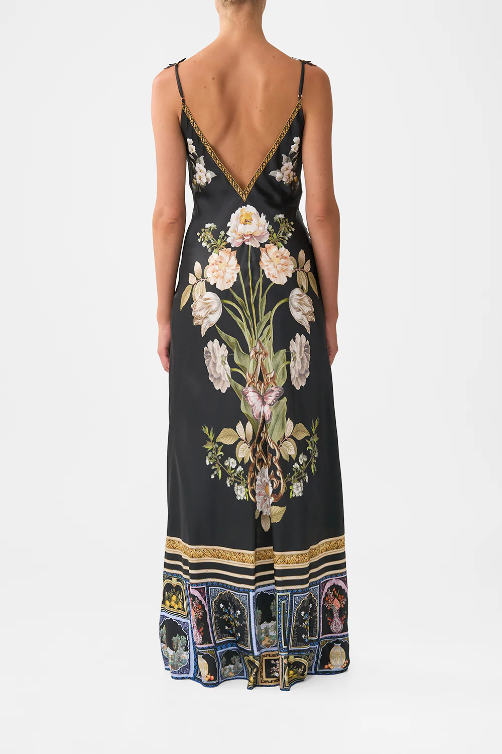 V NECK FULL LENGTH BIAS SLIP DRESS OTTOMAN ELEGANCE