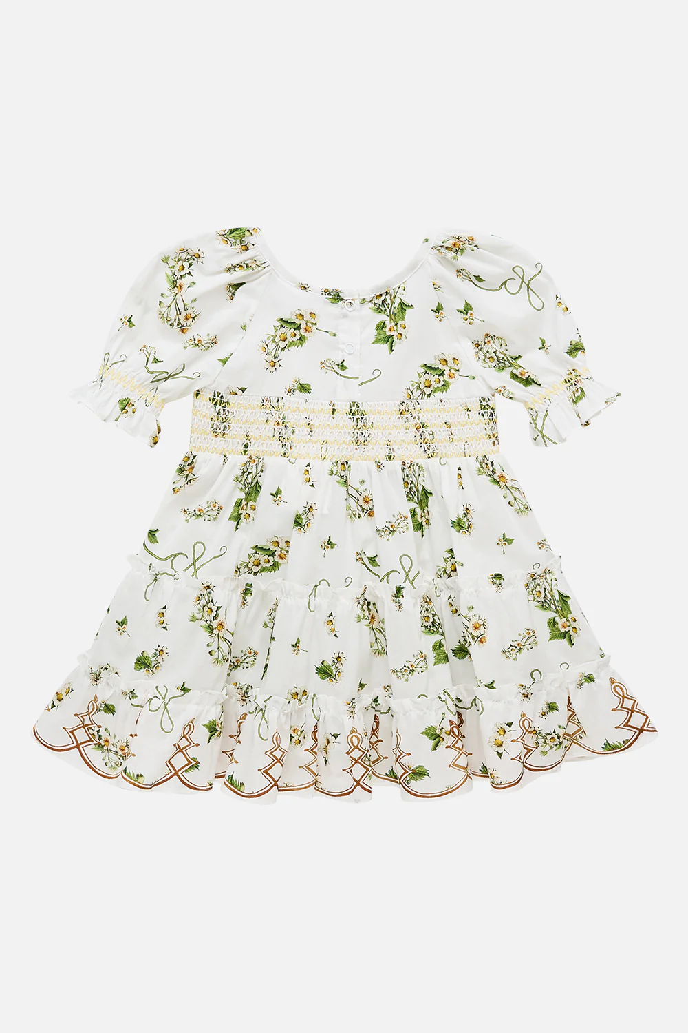 BABIES TIERED DRESS WITH PUFF SLEEVE DAISY CHAINS