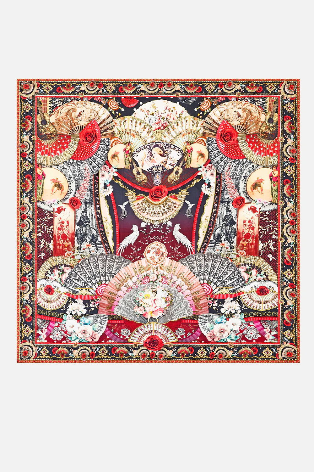 LARGE CRYSTALLED SILK SQUARE SCARF DAUGHTERS OF DUENDE