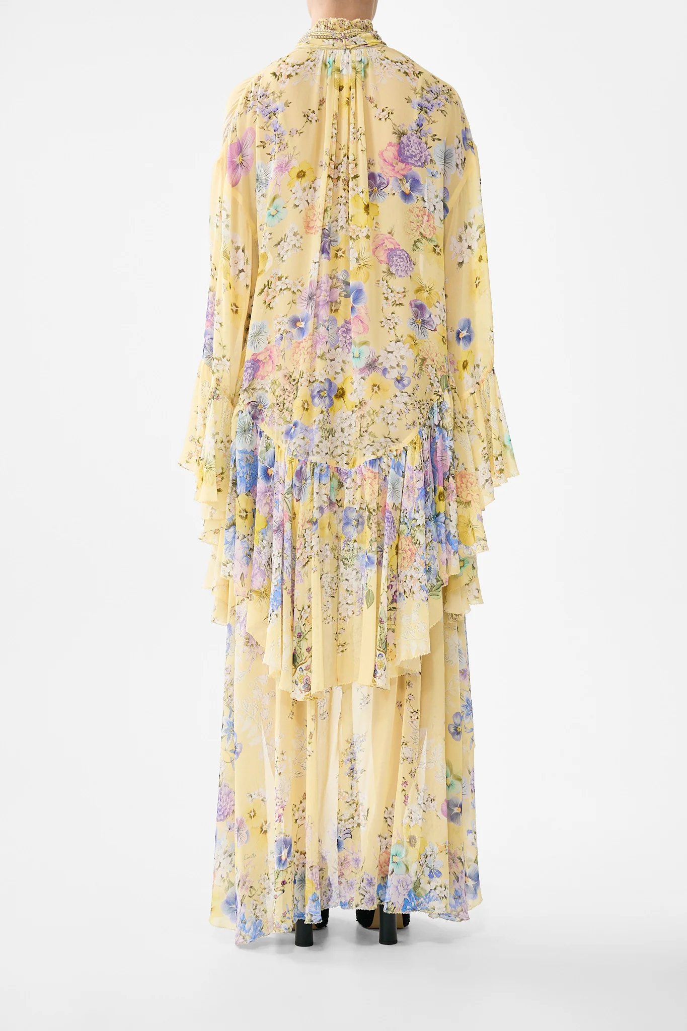 RUFFLE HIGH LOW DRESS WITH LONG SLEEVE DARLING BUDS