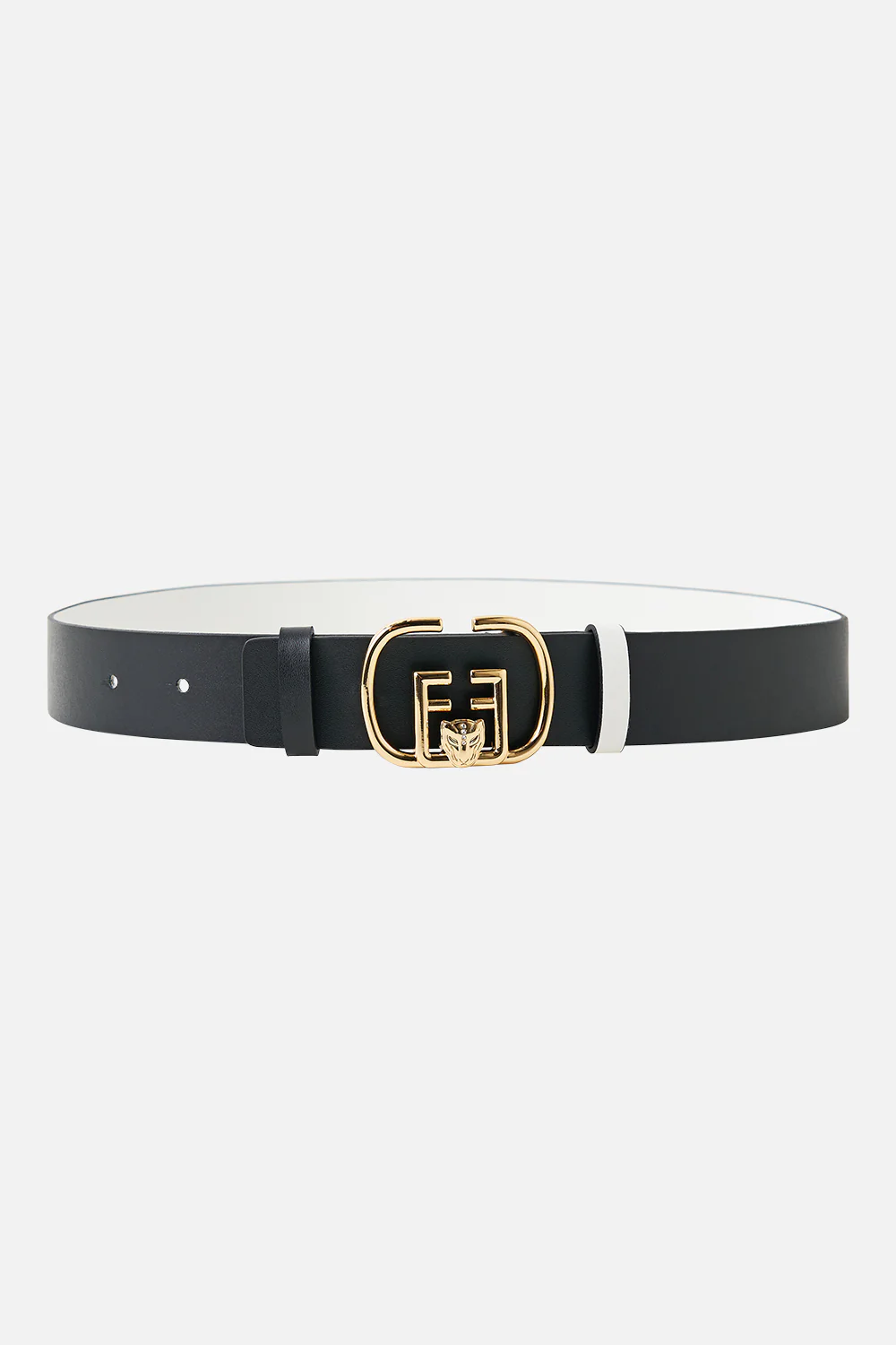 REVERSIBLE MONOGRAM BUCKLE BELT SOLID WHITE