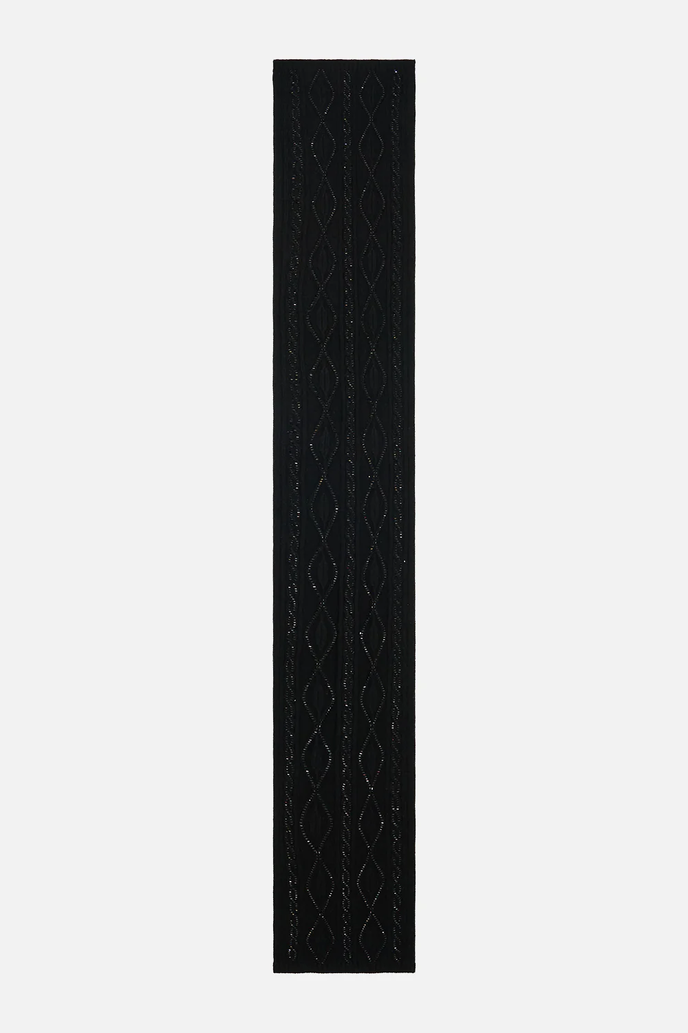 EMBELLISHED JACQUARD SCARF SOLID BLACK