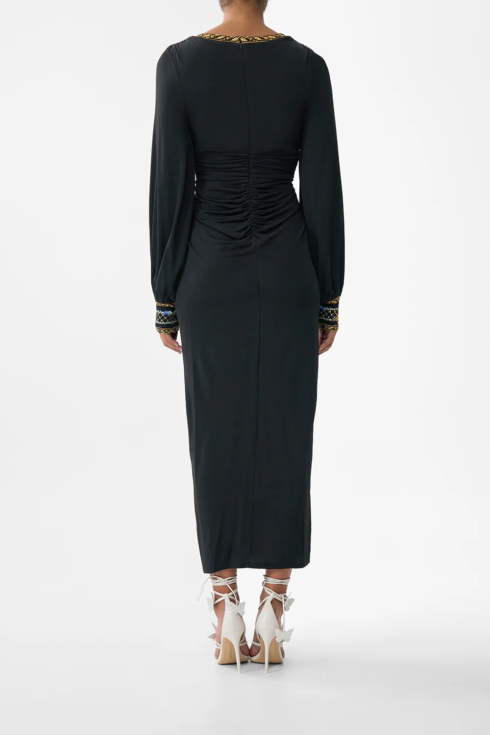 WAISTED DRAPED JERSEY DRESS OTTOMAN ELEGANCE