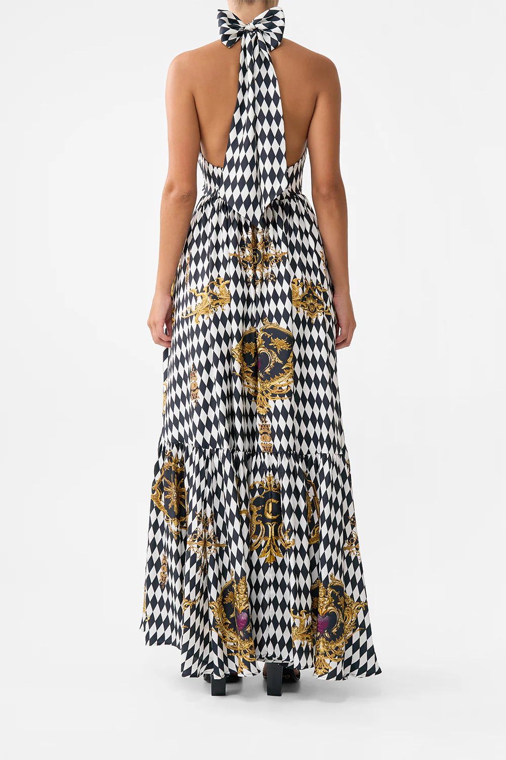 RUFFLE HEM HALTER DRESS MONARCHY MANIA