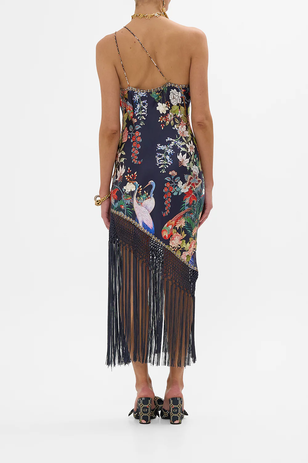 ONE SHOULDER DRESS WITH MACRAME FRINGING PALACIO POETRY