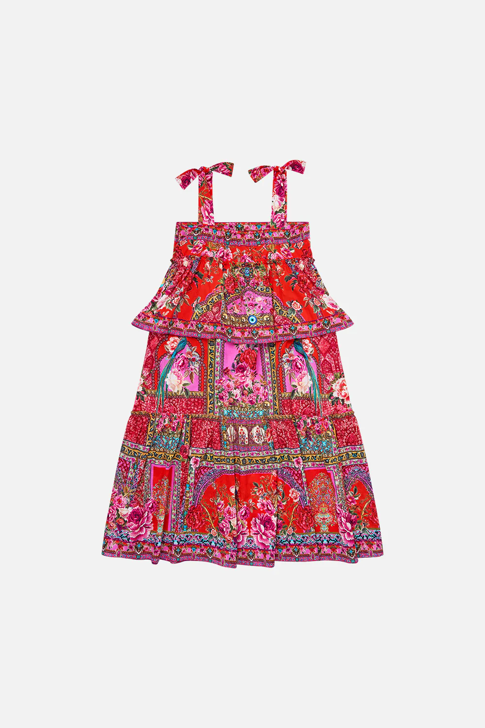 KIDS TIERED MAXI DRESS WITH BOW STRAPS HEIRLOOM EMPIRE