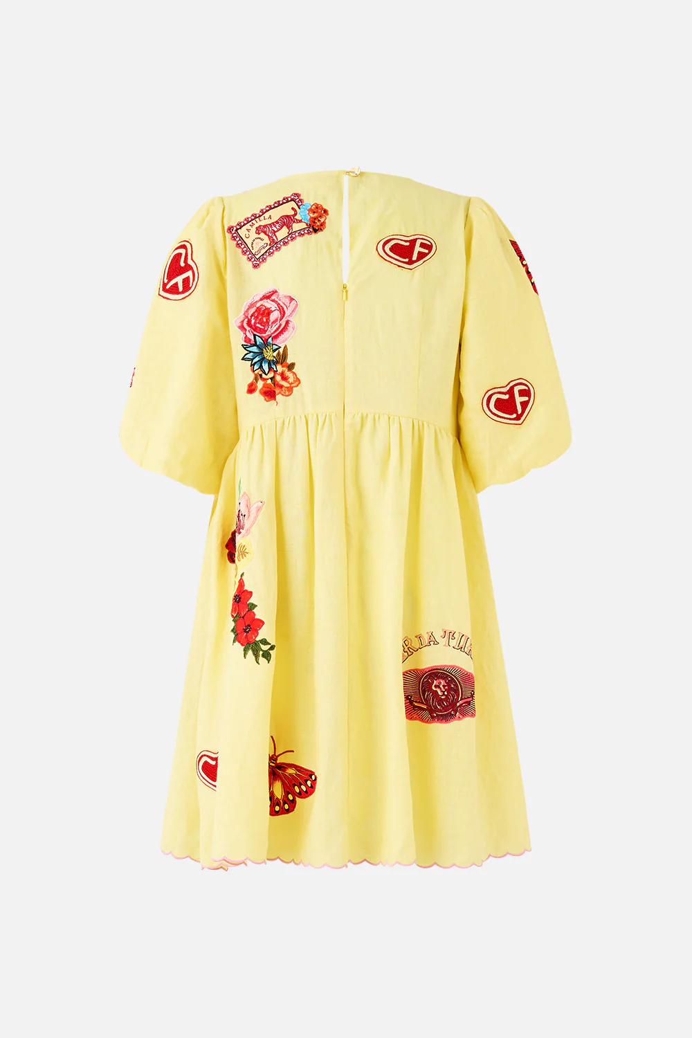 V NECK PUFF SLEEVE SHORT DRESS COLLAGE KINGDOM