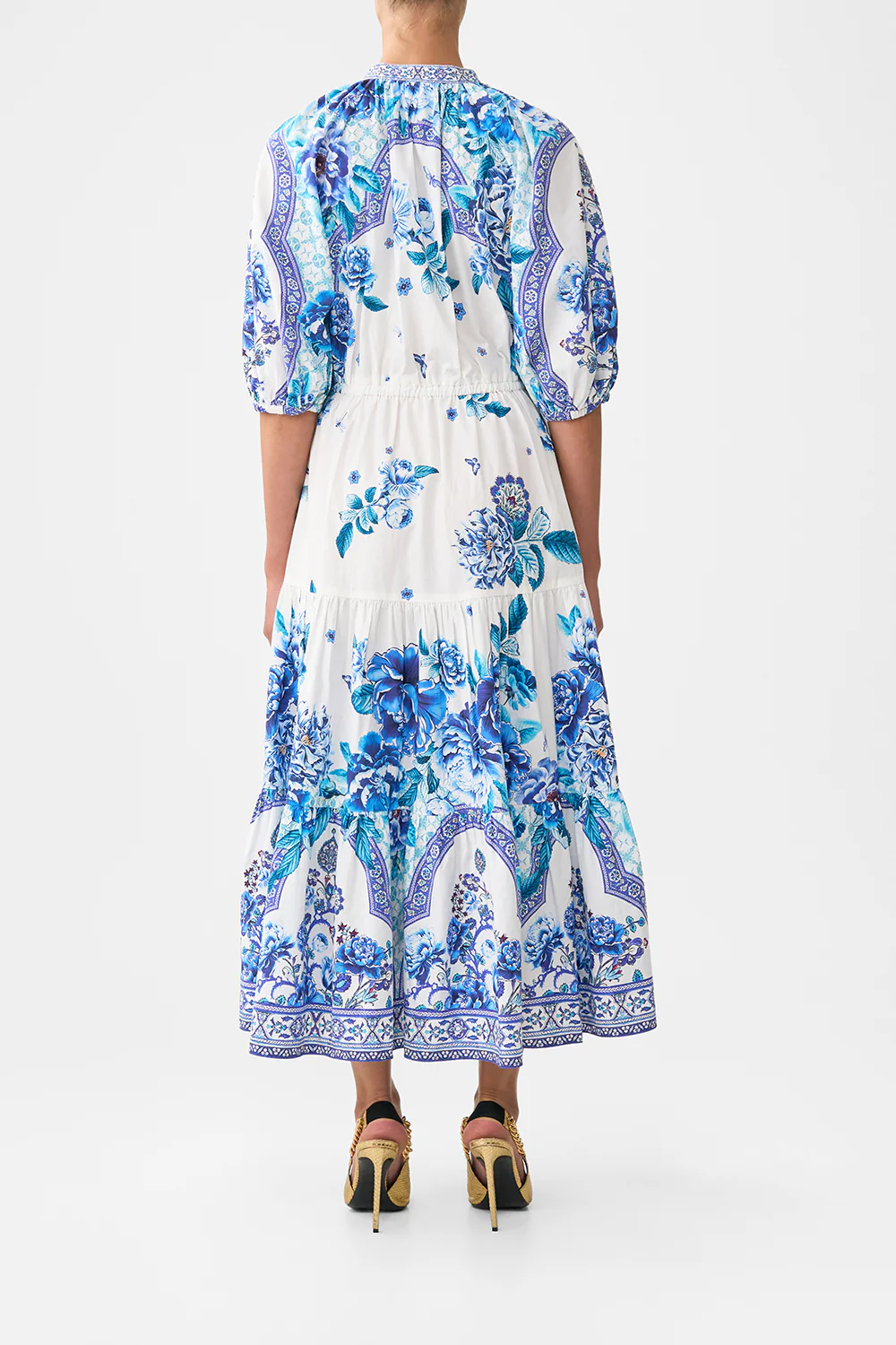 PUFF SLEEVE MIDI SHIRT DRESS A CERAMIC GARDEN