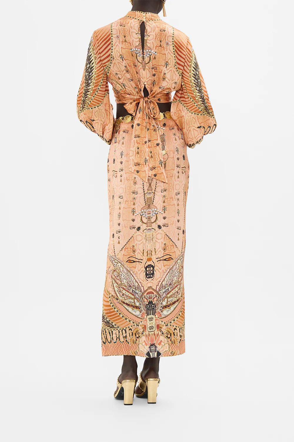 LONG SLEEVE HIGH NECK TOP WITH FRONT KNOT KINGDOM OF HEIROGLYPHS