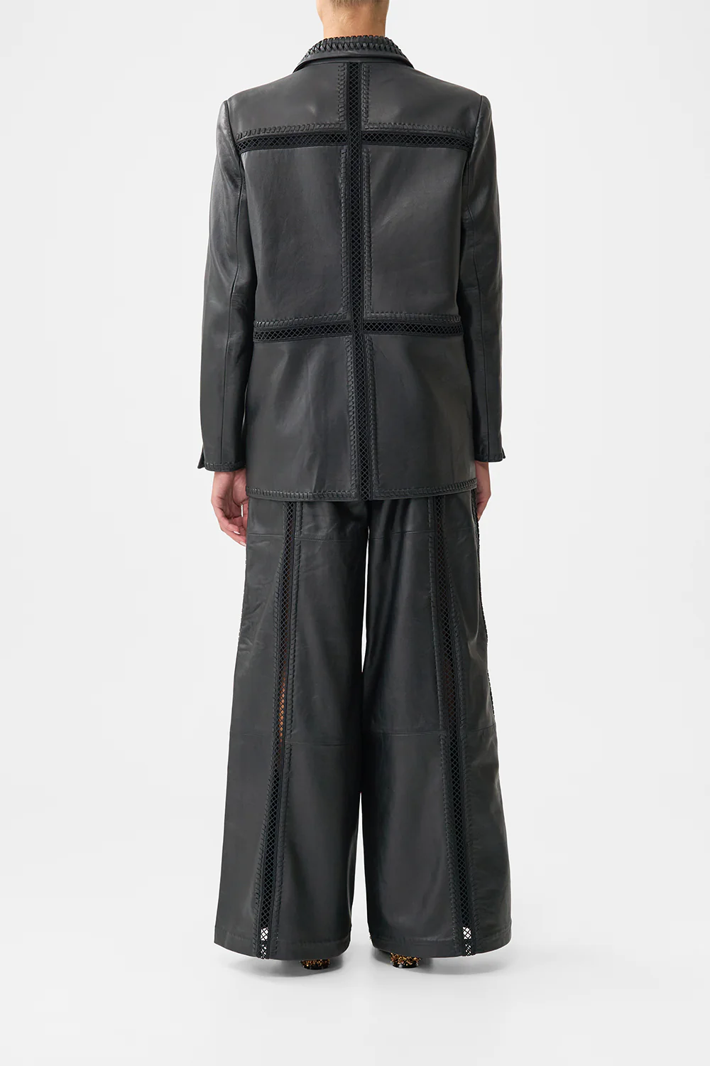 LEATHER JACKET WITH SLEEVE CUT OUT DETAIL OTTOMAN ELEGANCE