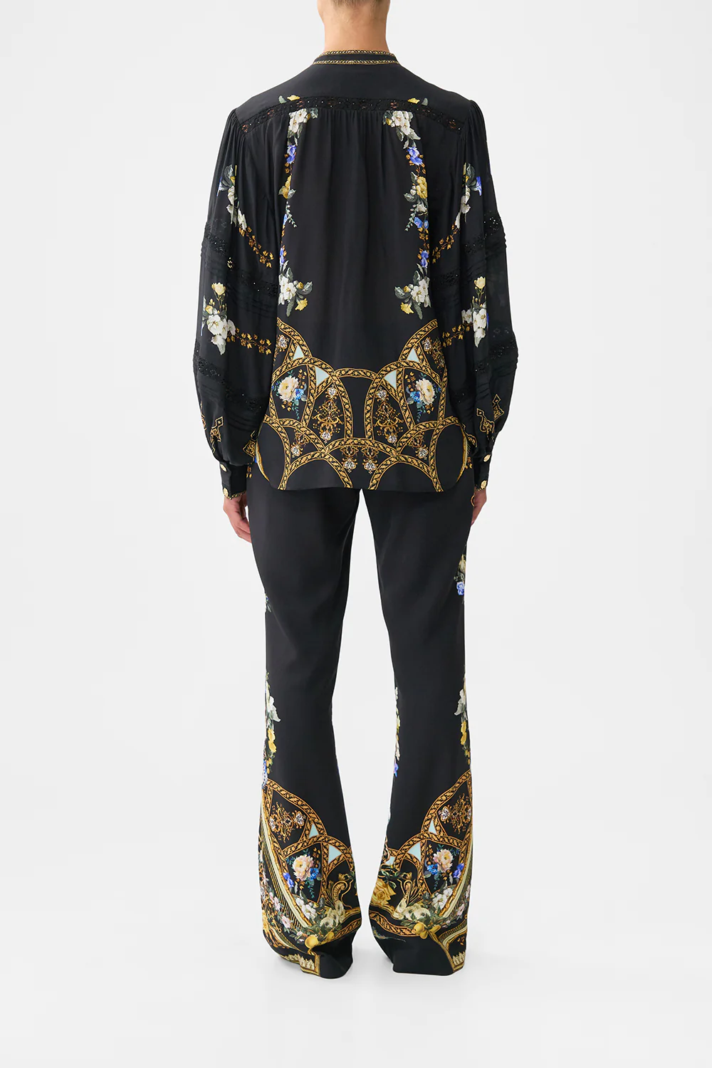 BLOUSON SLEEVE BLOUSE WITH YOKE OTTOMAN ELEGANCE