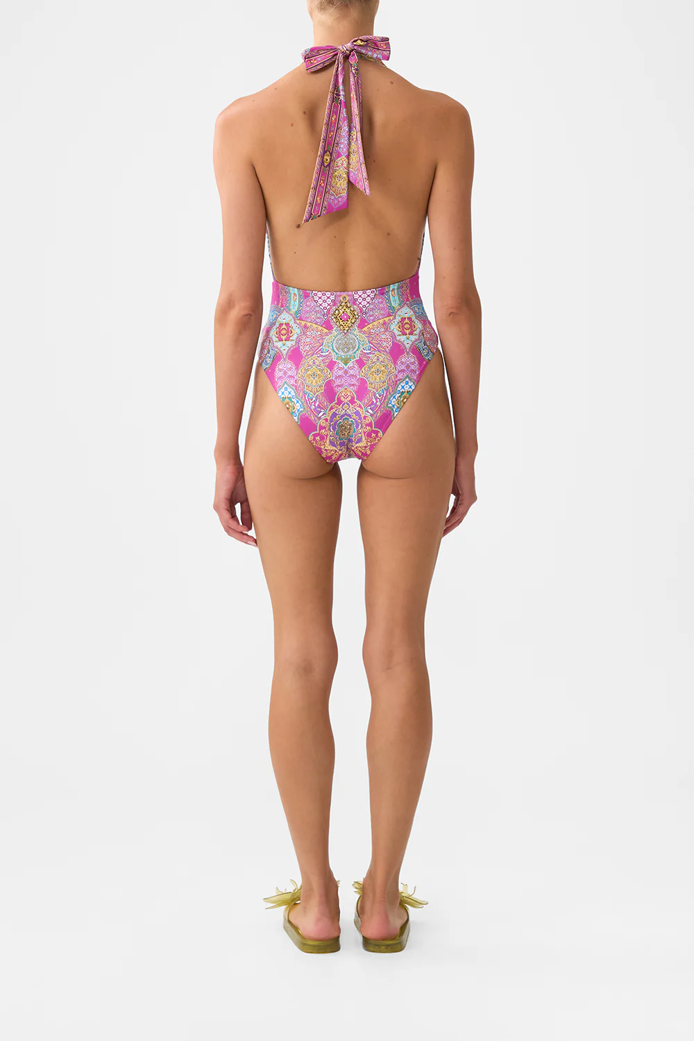 PLUNGE BACKLESS HALTER ONE PIECE WITH RING TIES CONCUBINES, SULTANS & COURTIERS