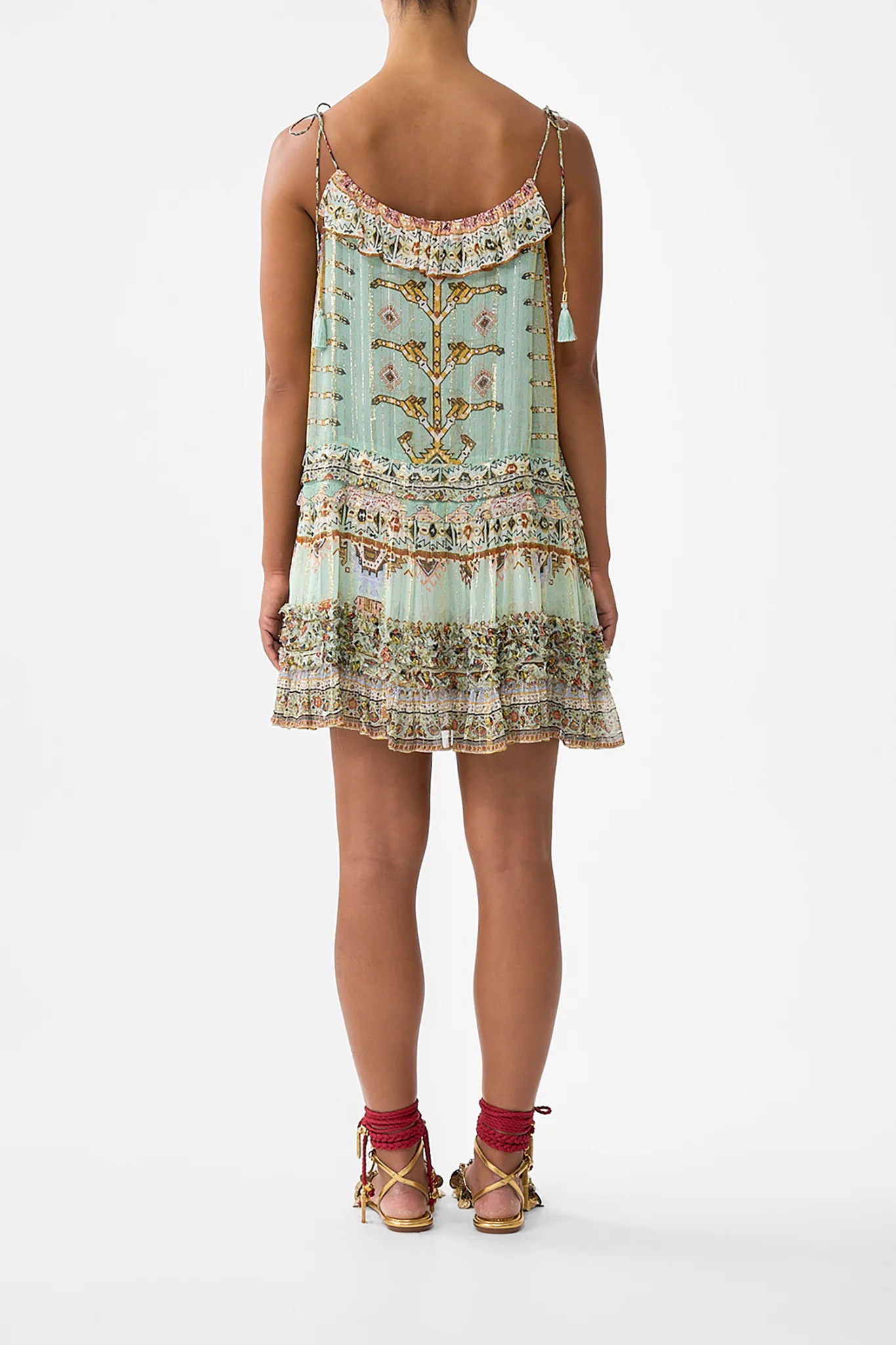 GATHERED MINI TIERED DRESS WITH FRILL DETAIL LEGEND HAS IT