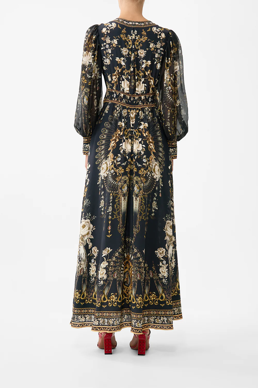 SHAPED WAISTBAND DRESS WITH GATHERED SLEEVES FLAMENCO FOLKLORE