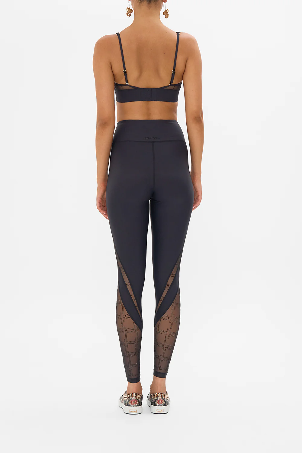 MESH INSERT CROP SOLID BLACK