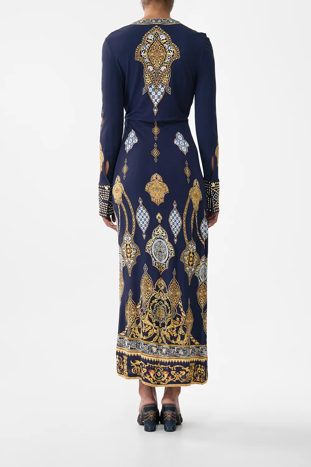 LONG V NECK TWIST FRONT JERSEY DRESS THE IMPERIAL GATE