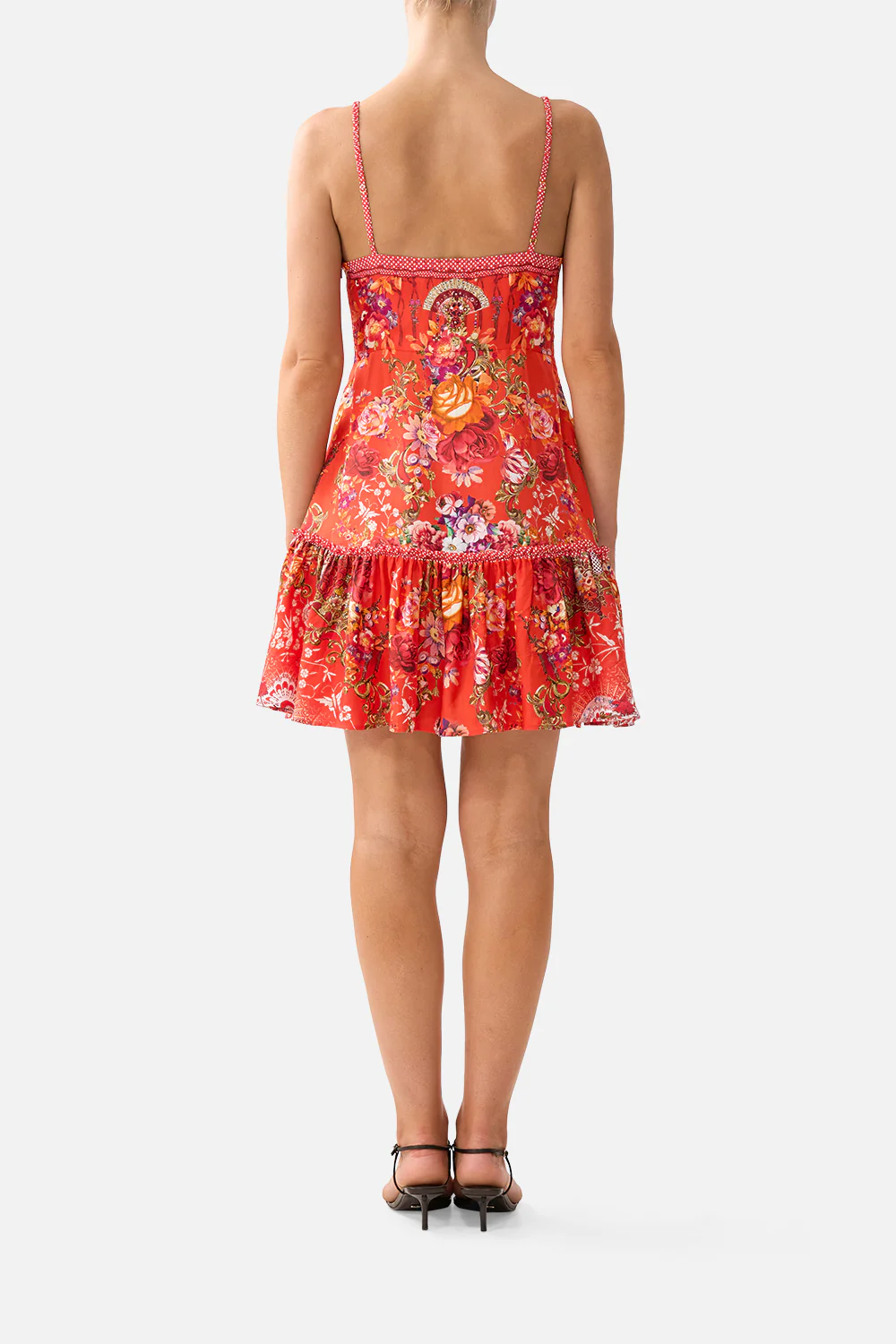 TIE FRONT SHORT DRESS WITH HEM RUFFLE OLÉ OLÉ