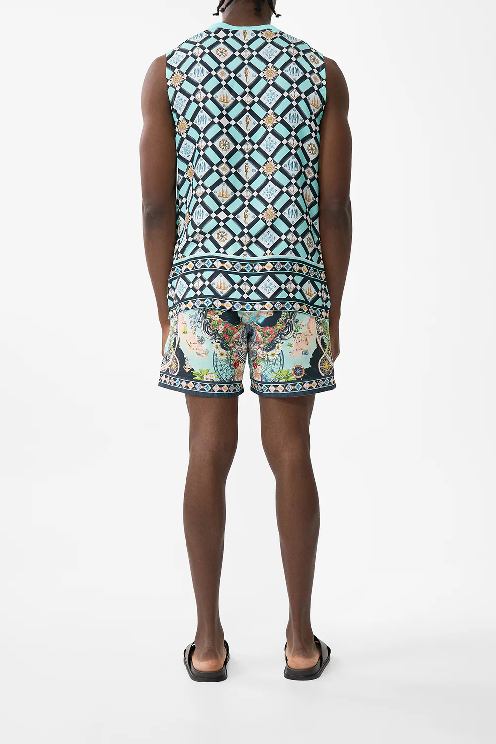 RELAXED FIT TANK WITH SILK CONTRAST BACK FOLK AFLOAT