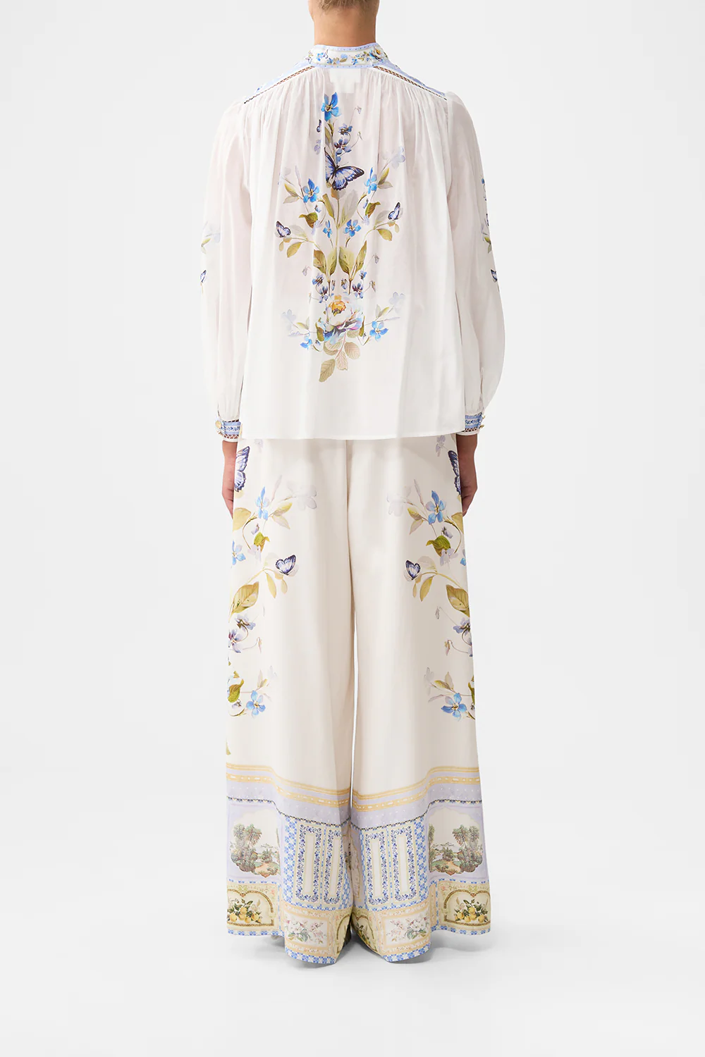 HIGH NECK BUTTON THROUGH BLOUSE BOTANICAL BALLADS