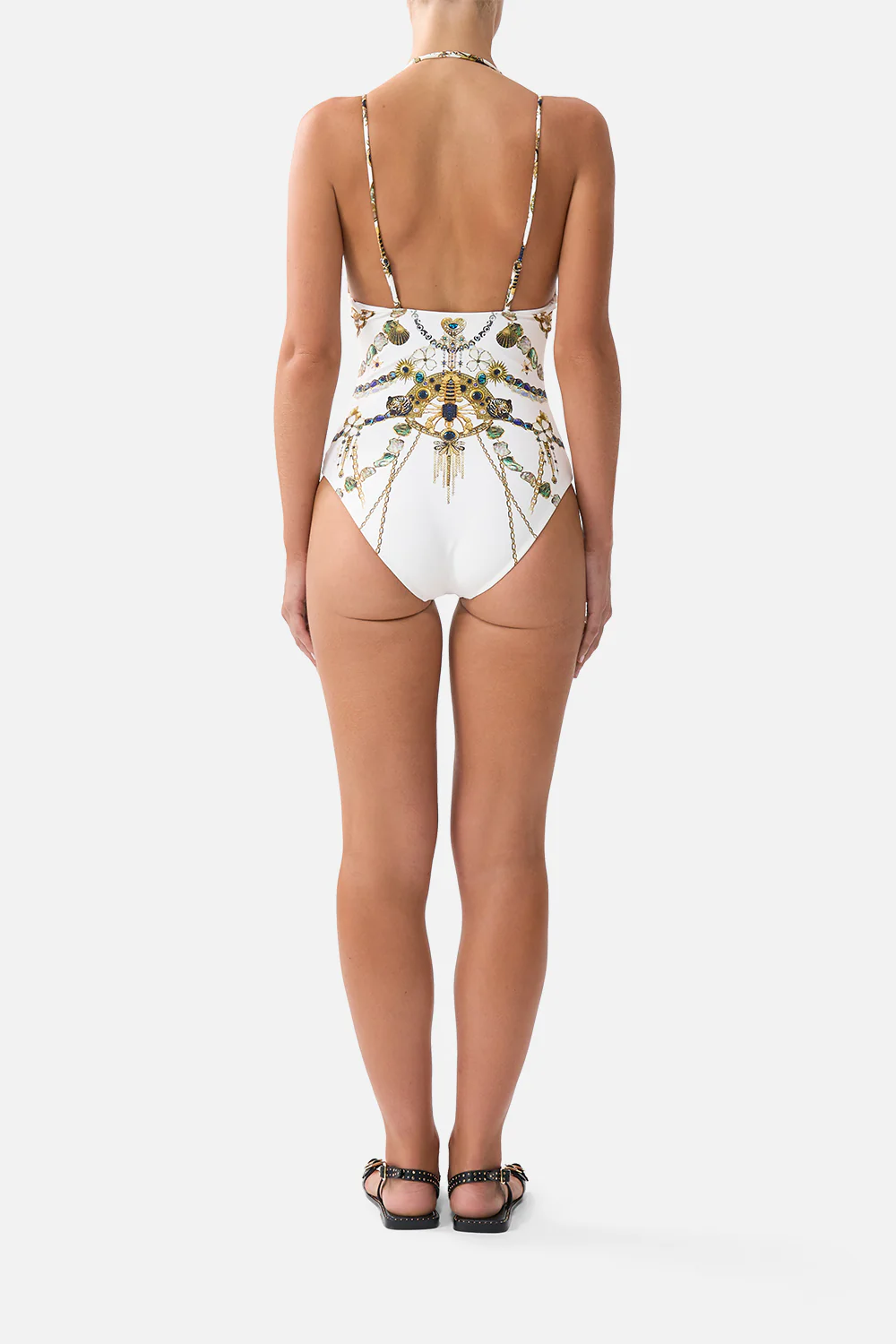 MULTI STRAP HALTER TRI ONE PIECE WITH TRIM CHAIN GANG