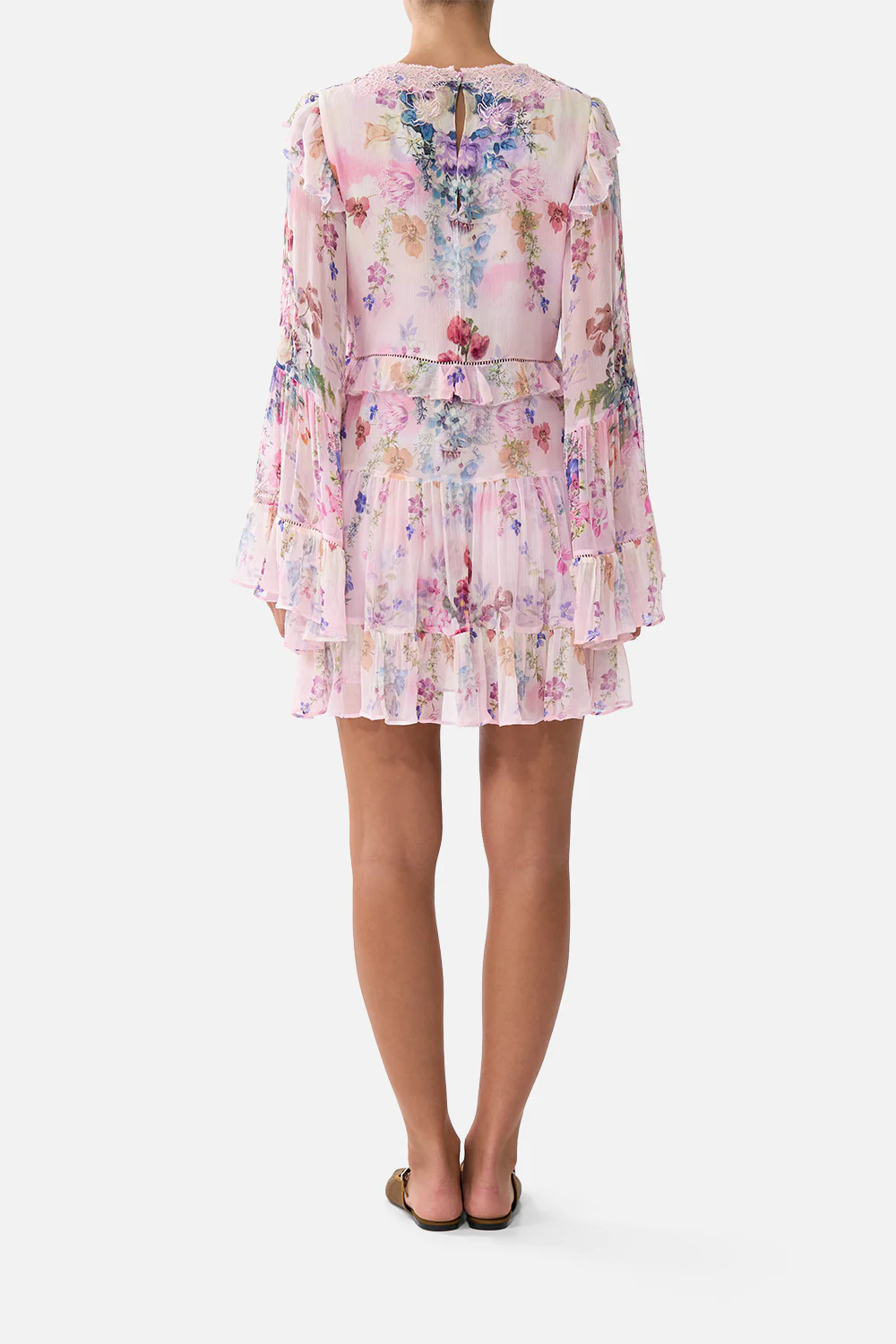 TIERED SWING MINI DRESS PALATIAL PASTELS