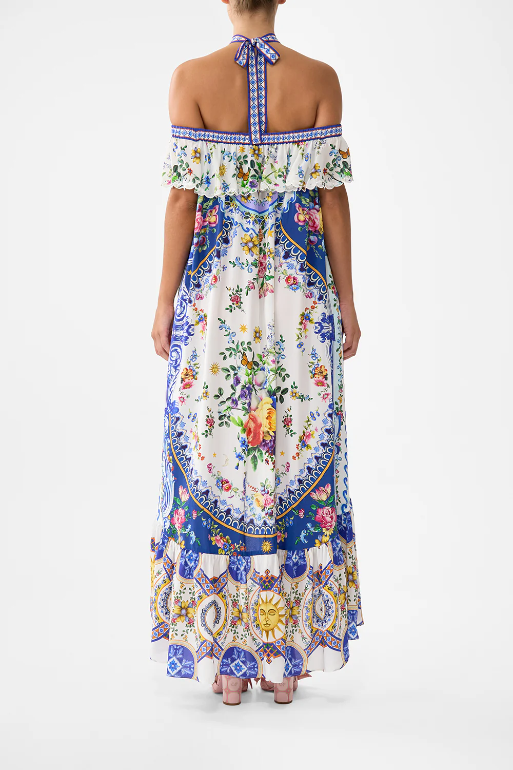 OFF SHOULDER SHAPED HEM DRESS TILES DARLS