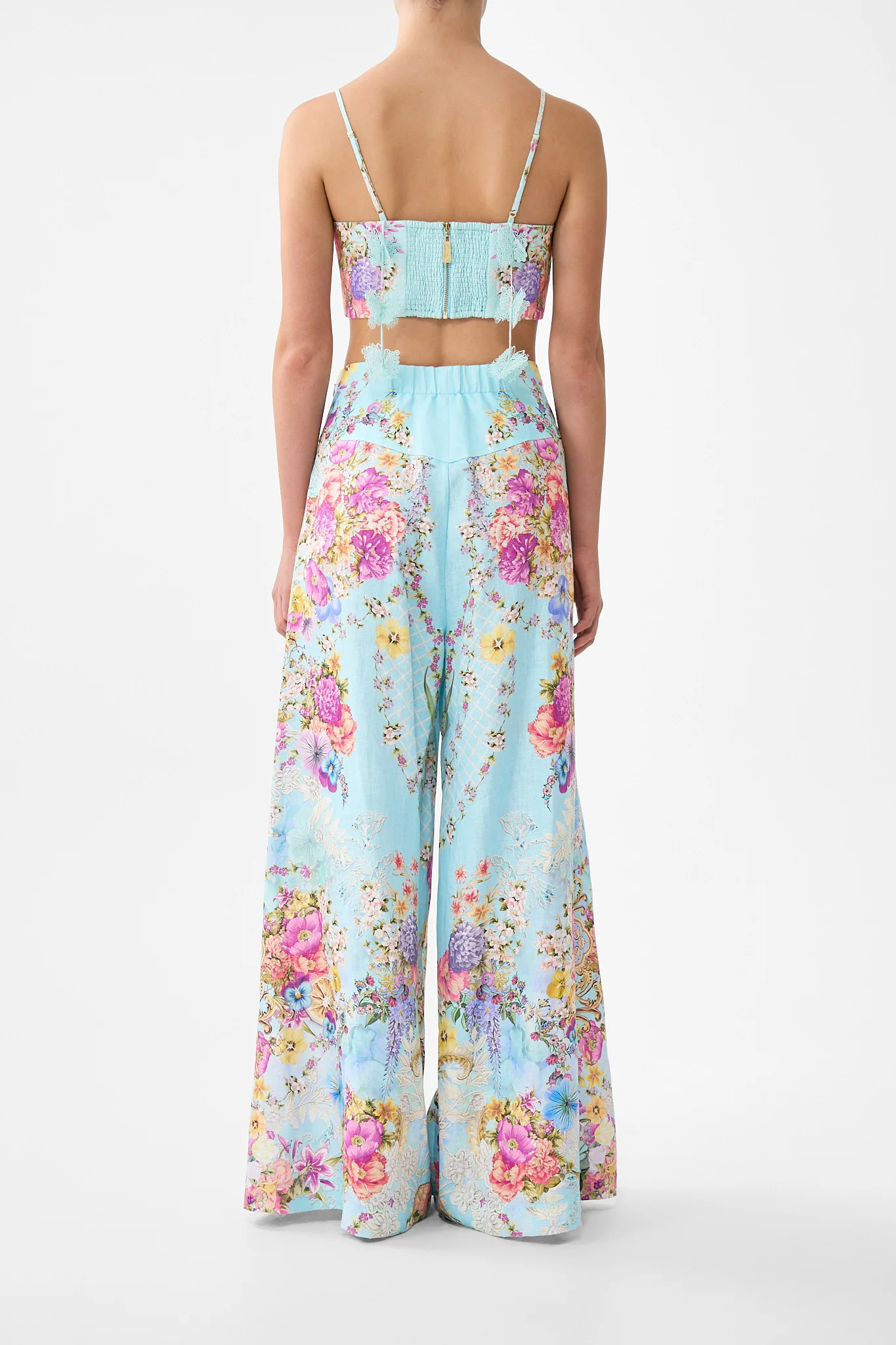 CORSET WAIST WIDE LEG PANT BAZAAR BLOOMS