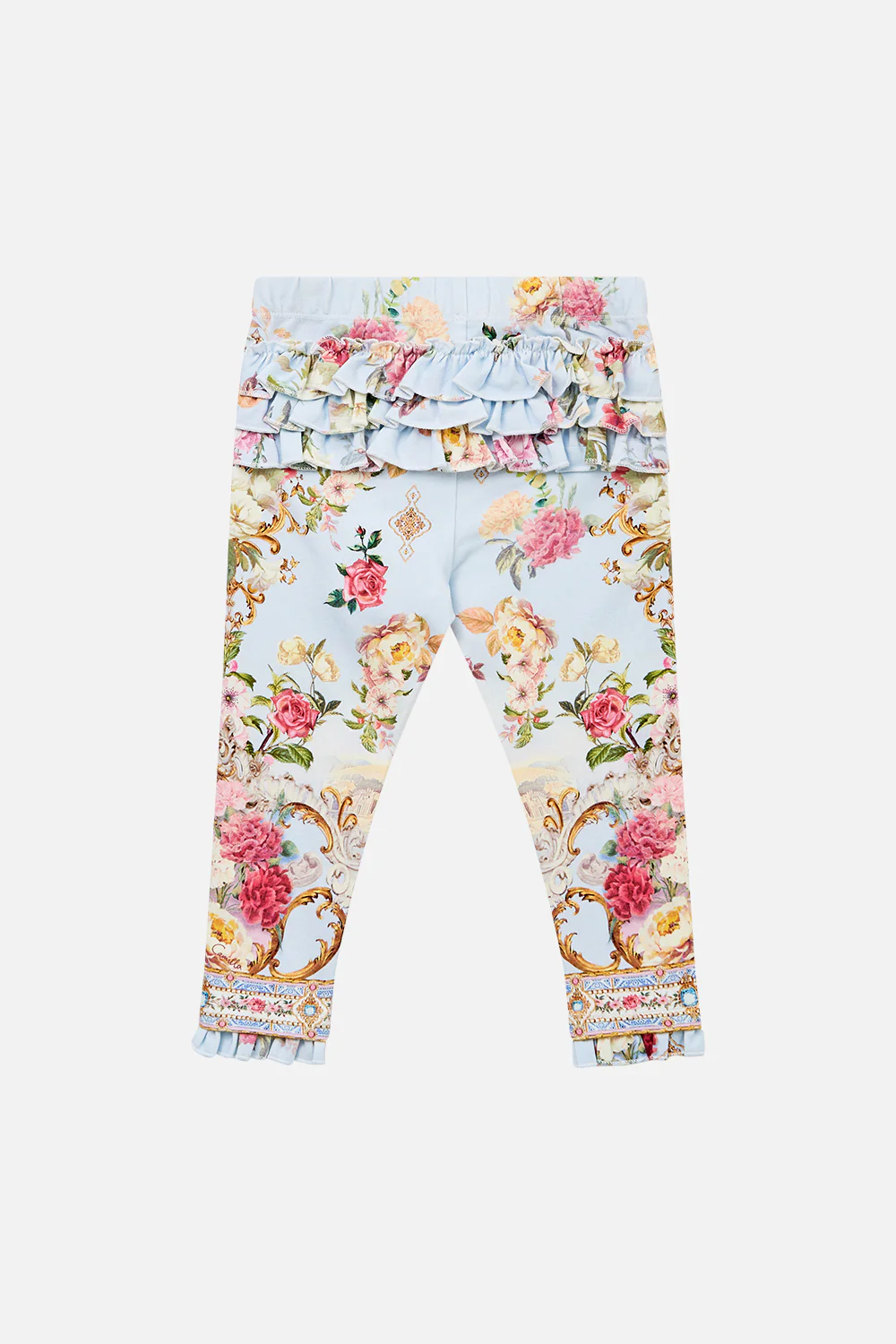BABIES LEGGINGS WITH FRILL BACK AND HEM TILED IN TIME
