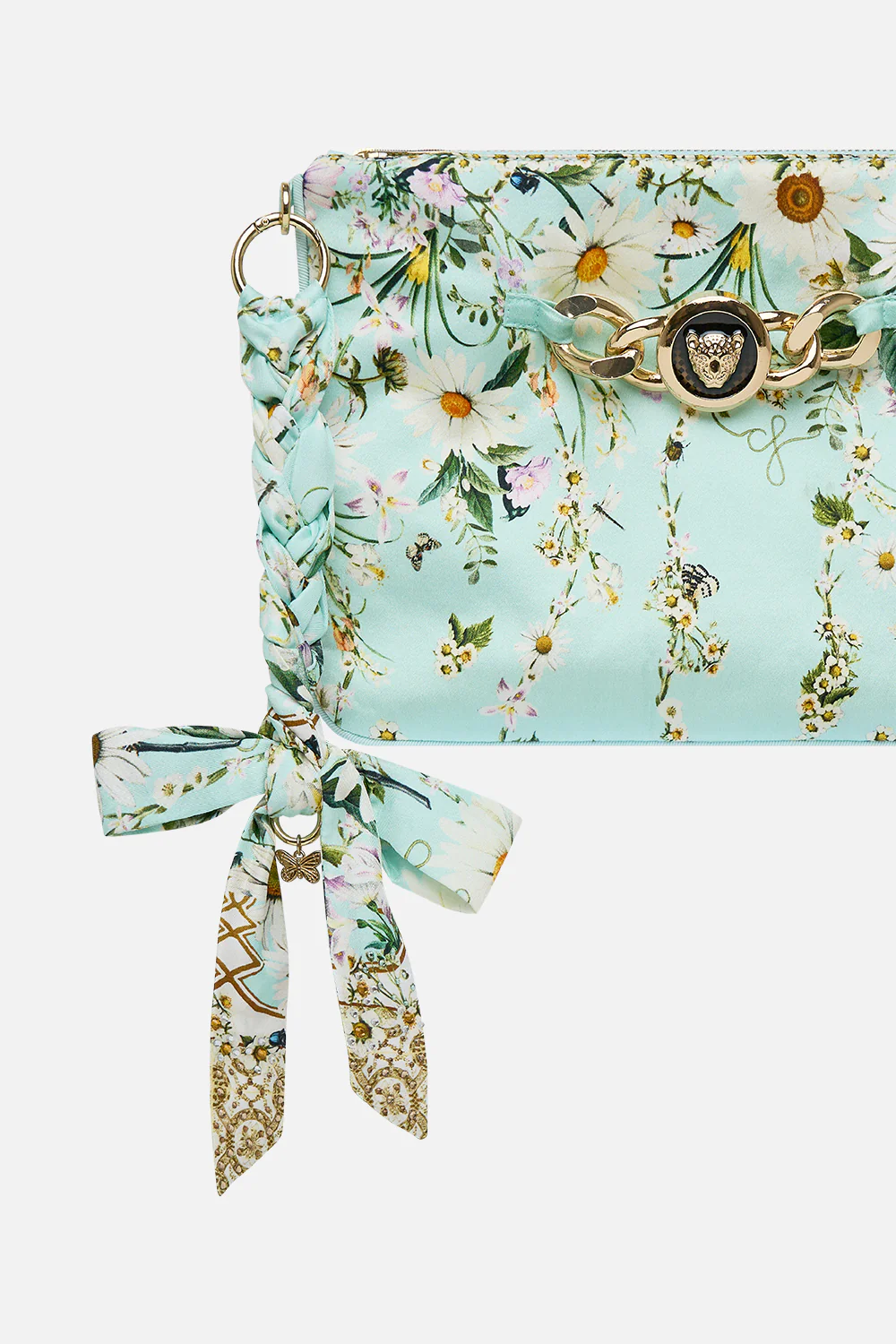 BRAIDED STRAP CLUTCH FLORAL FREEFALL