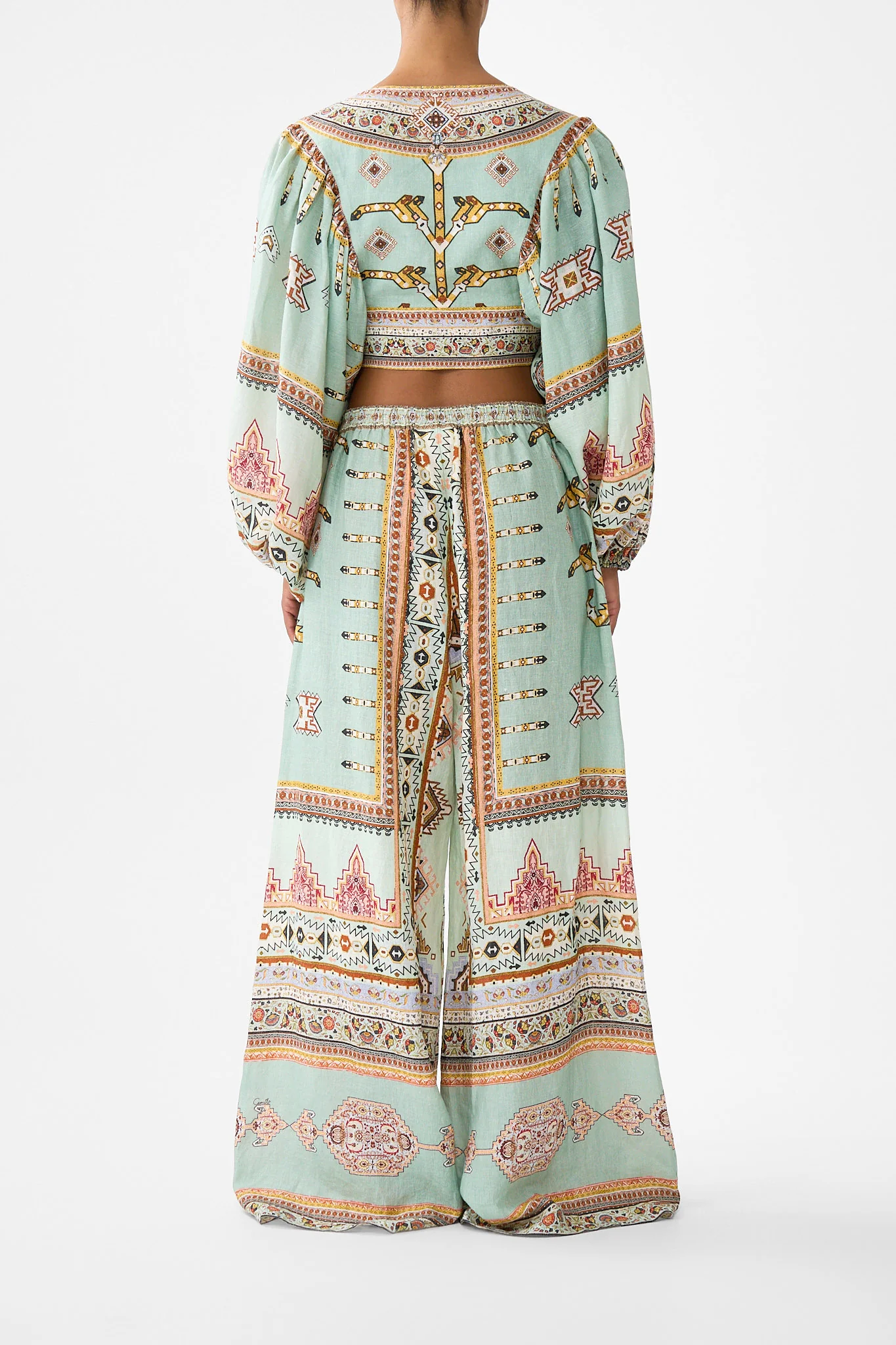 CROPPED BLOUSON SLEEVE TIE FRONT TOP LEGEND HAS IT