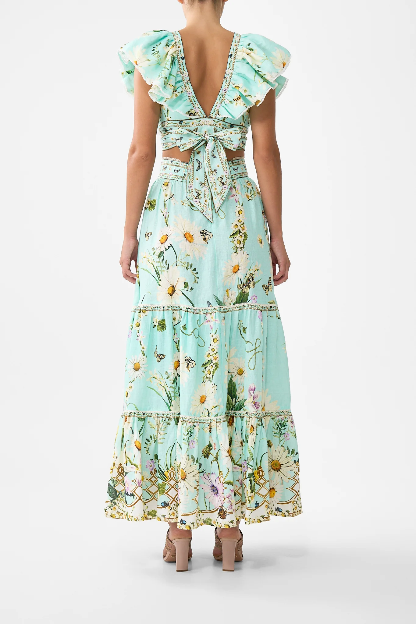 HIGH WAISTED TIERED SKIRT FLORAL FREEFALL