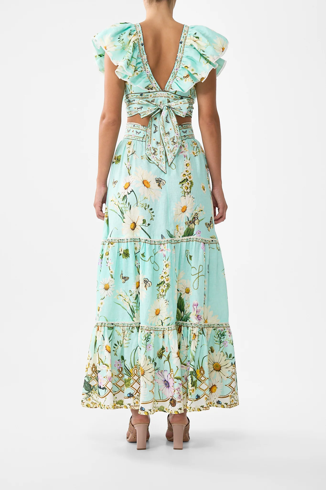 RUFFLE WRAP TOP FLORAL FREEFALL