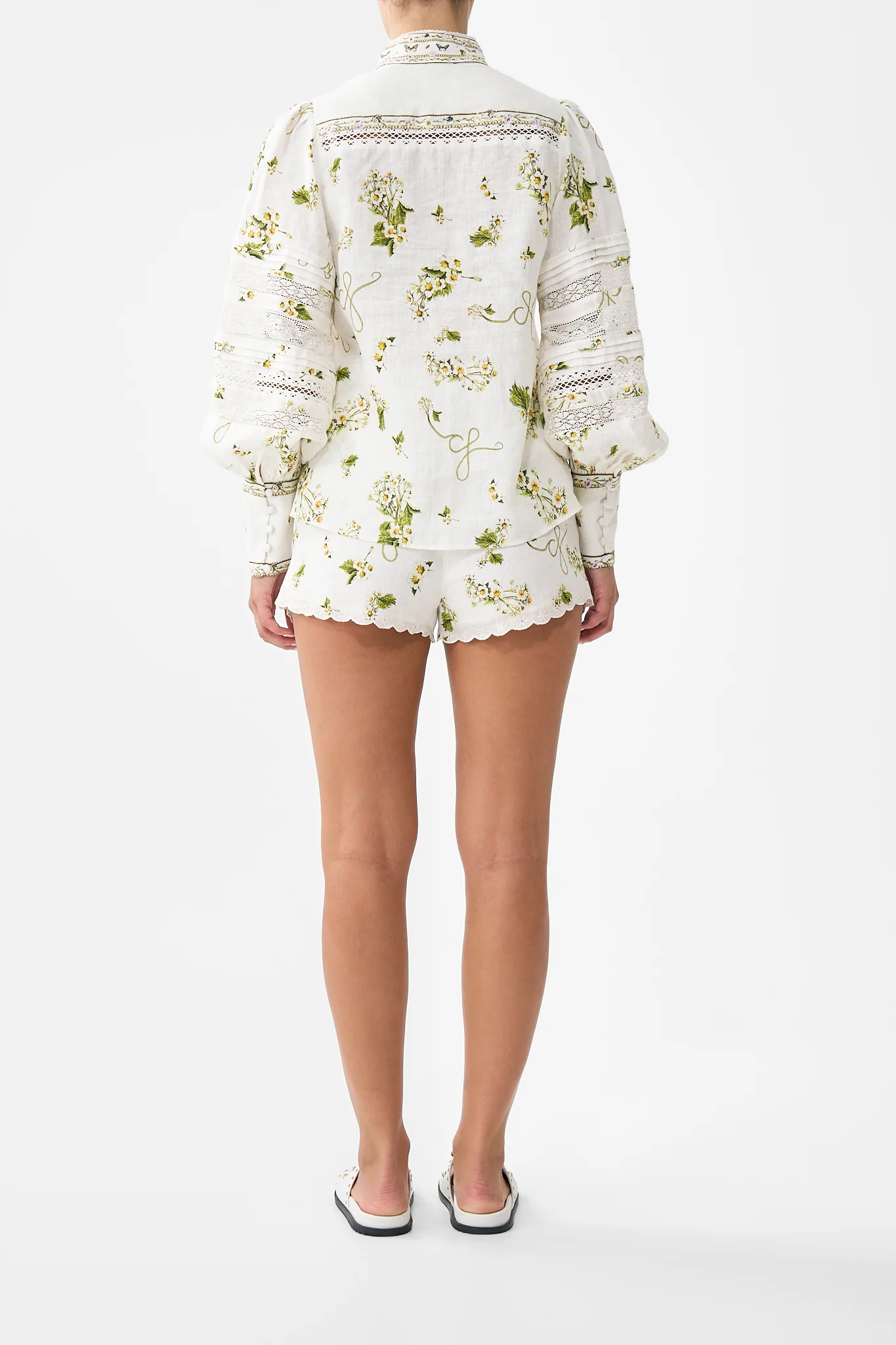BUTTONED COLLAR BLOUSE WITH BLOUSON SLEEVE BOTANICAL UTOPIA