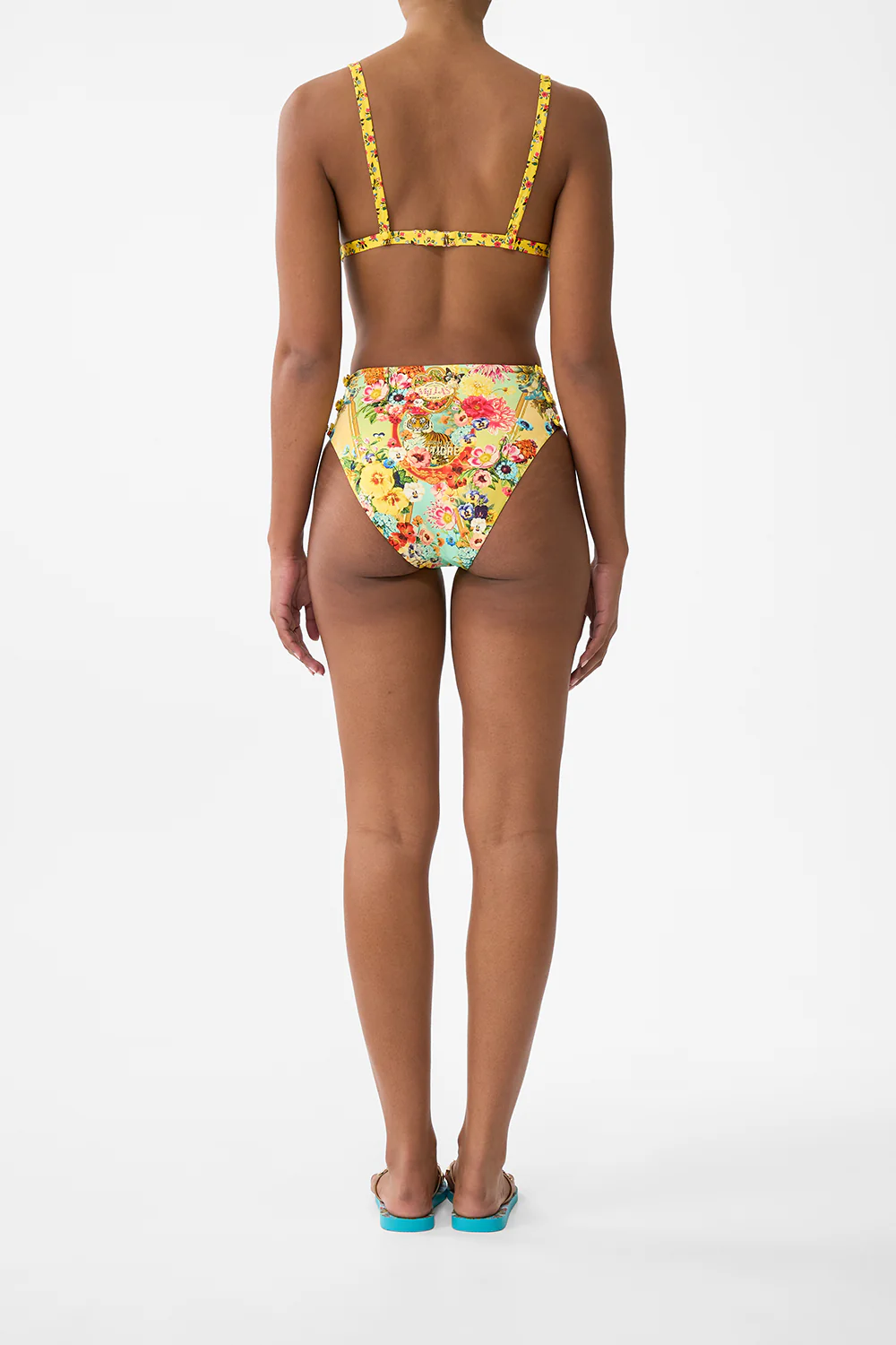 HIGH WAIST PANT W MULTI STRAP BUTTON SIDES AROMATIC TIGER FLOWER