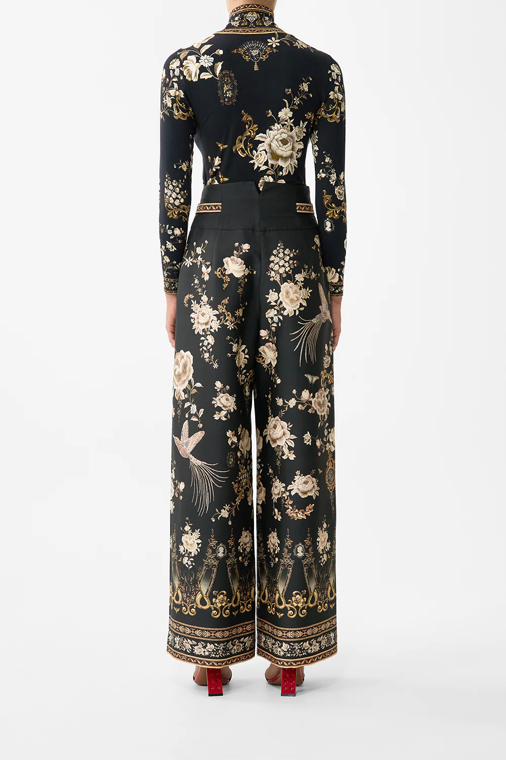 TAILORED PANT WITH WAIST BUTTON DETAIL FLAMENCO FOLKLORE