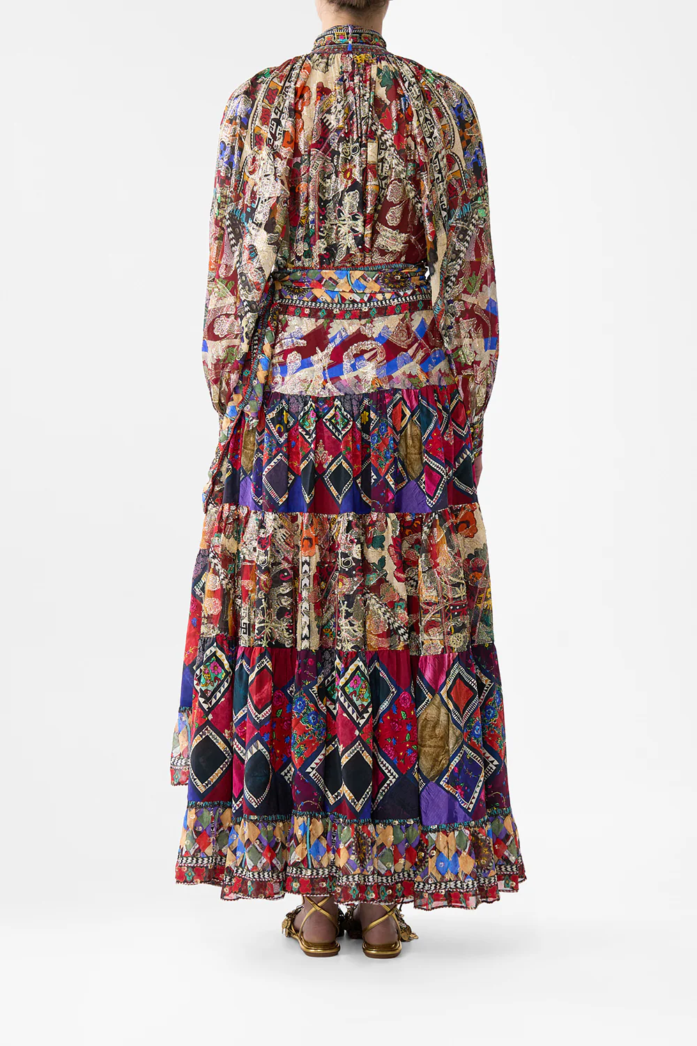 DETACHABLE PUSSY BOW RAGLAN BLOUSE PATCHWORK ALCHEMY