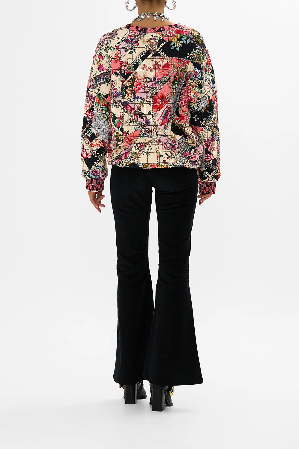 SILK BAND DROPPED SHOULDER SWEATSHIRT PATCHWORK POETRY