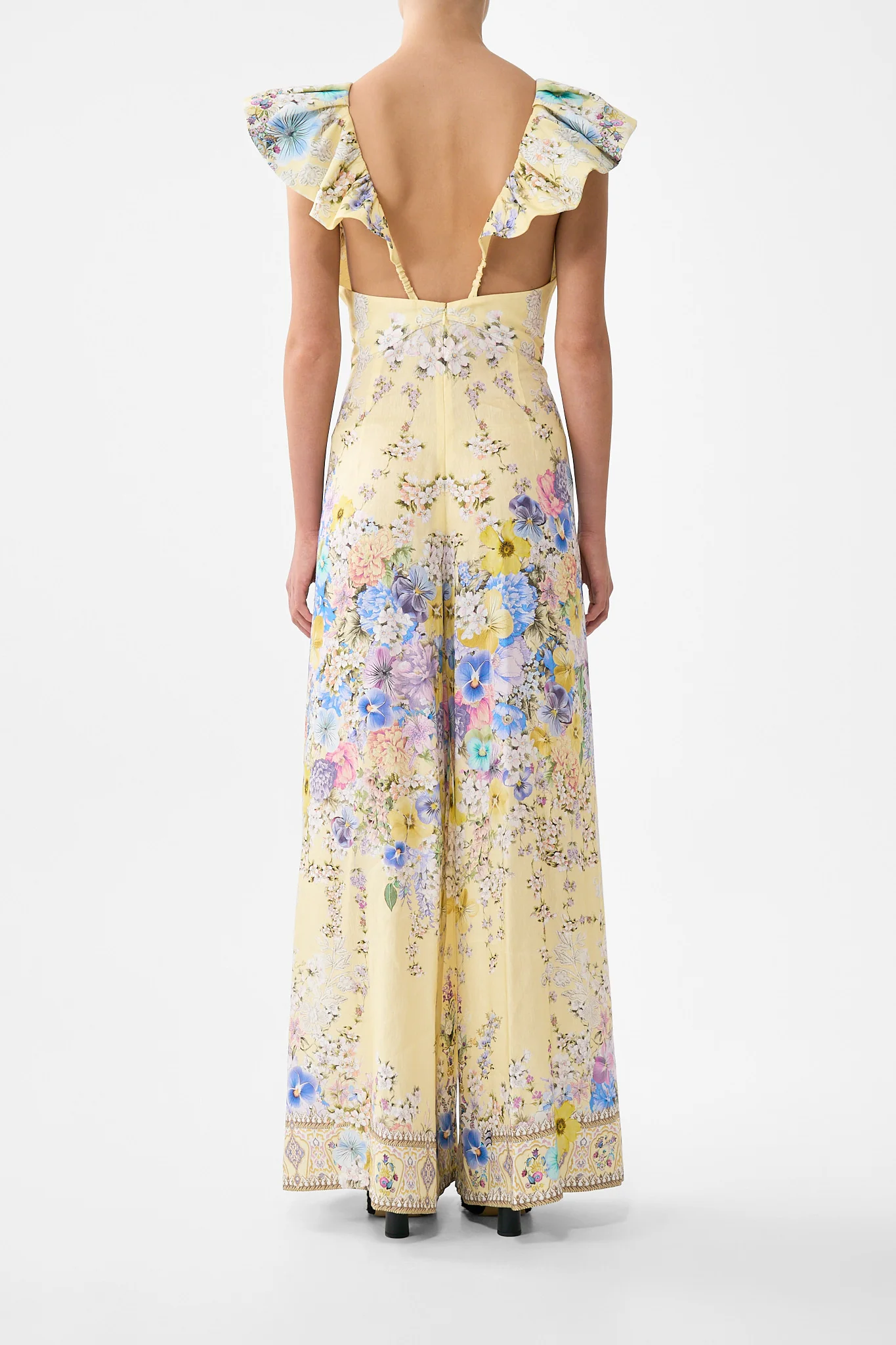 TIE FRONT FRILL SLEEVE JUMPSUIT DARLING BUDS