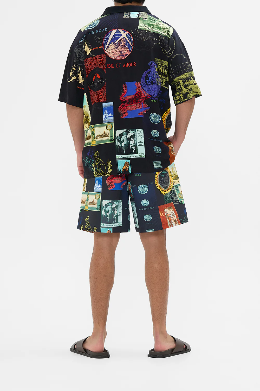 RELAXED FIT WOVEN POLO SHIRT LANDMARKS AND LOVE LETTERS