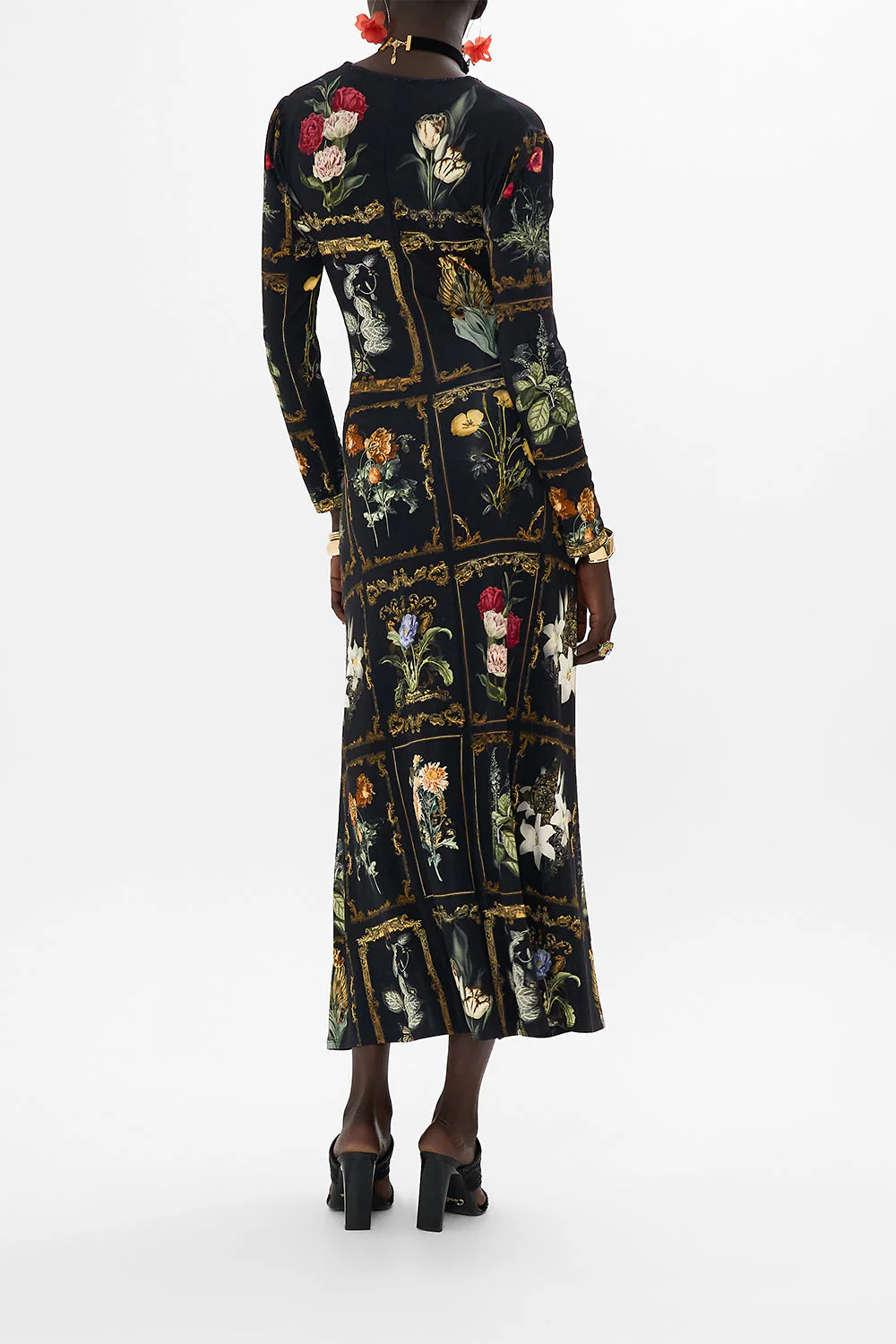 GATHERED JERSEY LONG DRESS MAGIC IN THE MANUSCRIPTS