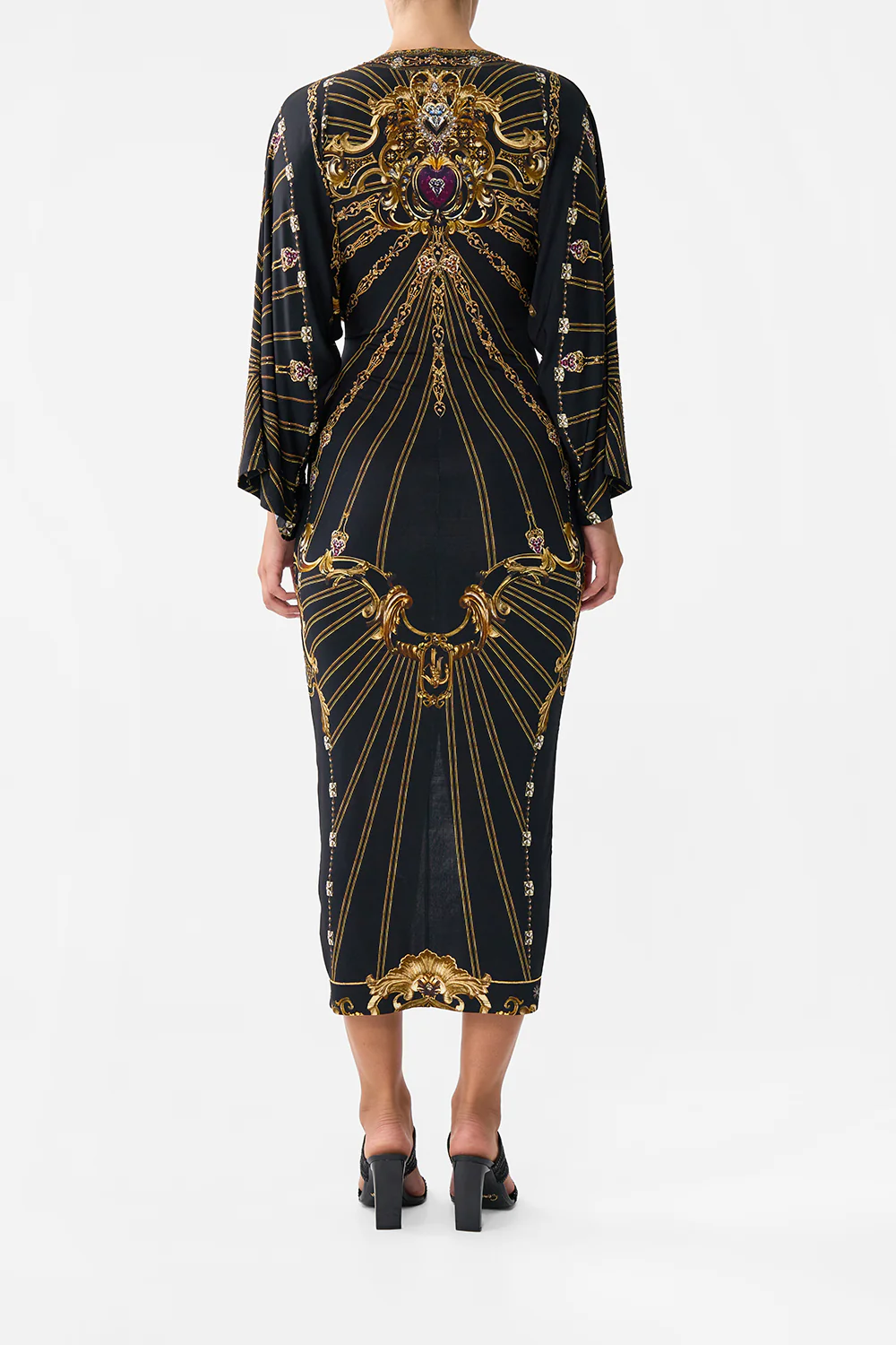 LONG SPLIT FRONT TWIST DRESS BAROQUE AROUND THE CLOCK