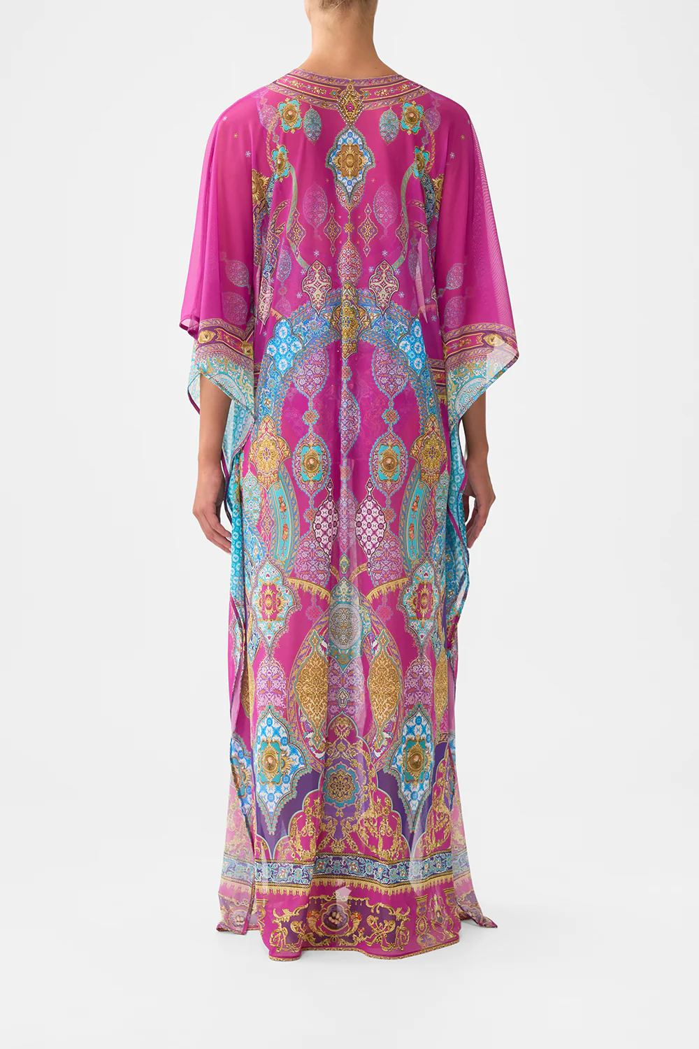 LONG V NECK KAFTAN WITH RING FRONT TRIM CONCUBINES, SULTANS & COURTIERS