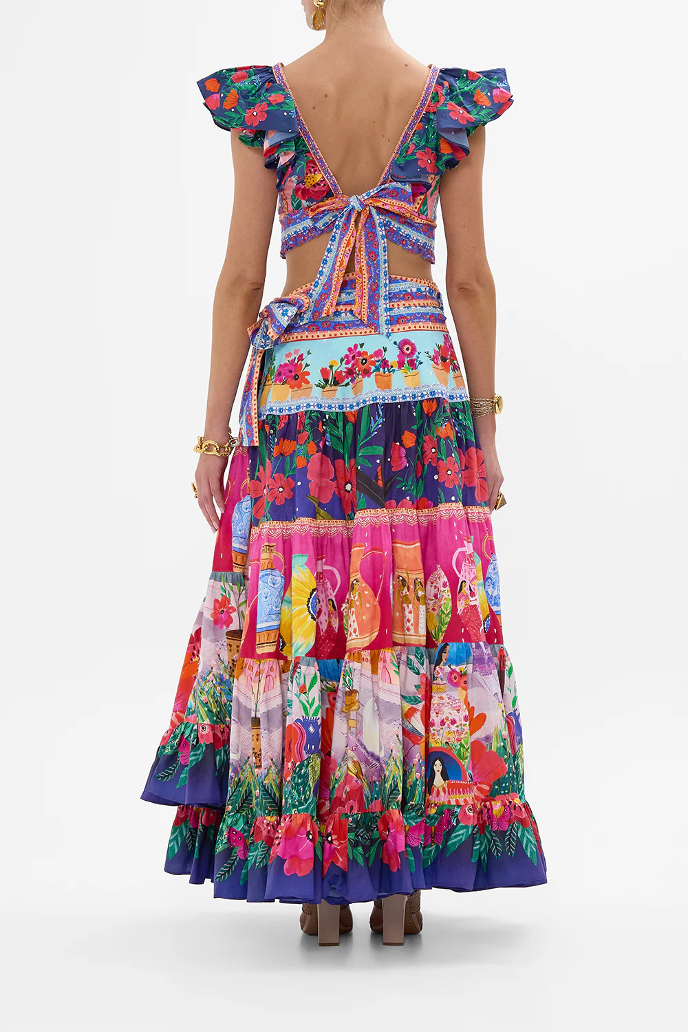 DEEP V FRILL SHORT SLEEVE TOP ROEQIYAS REALM