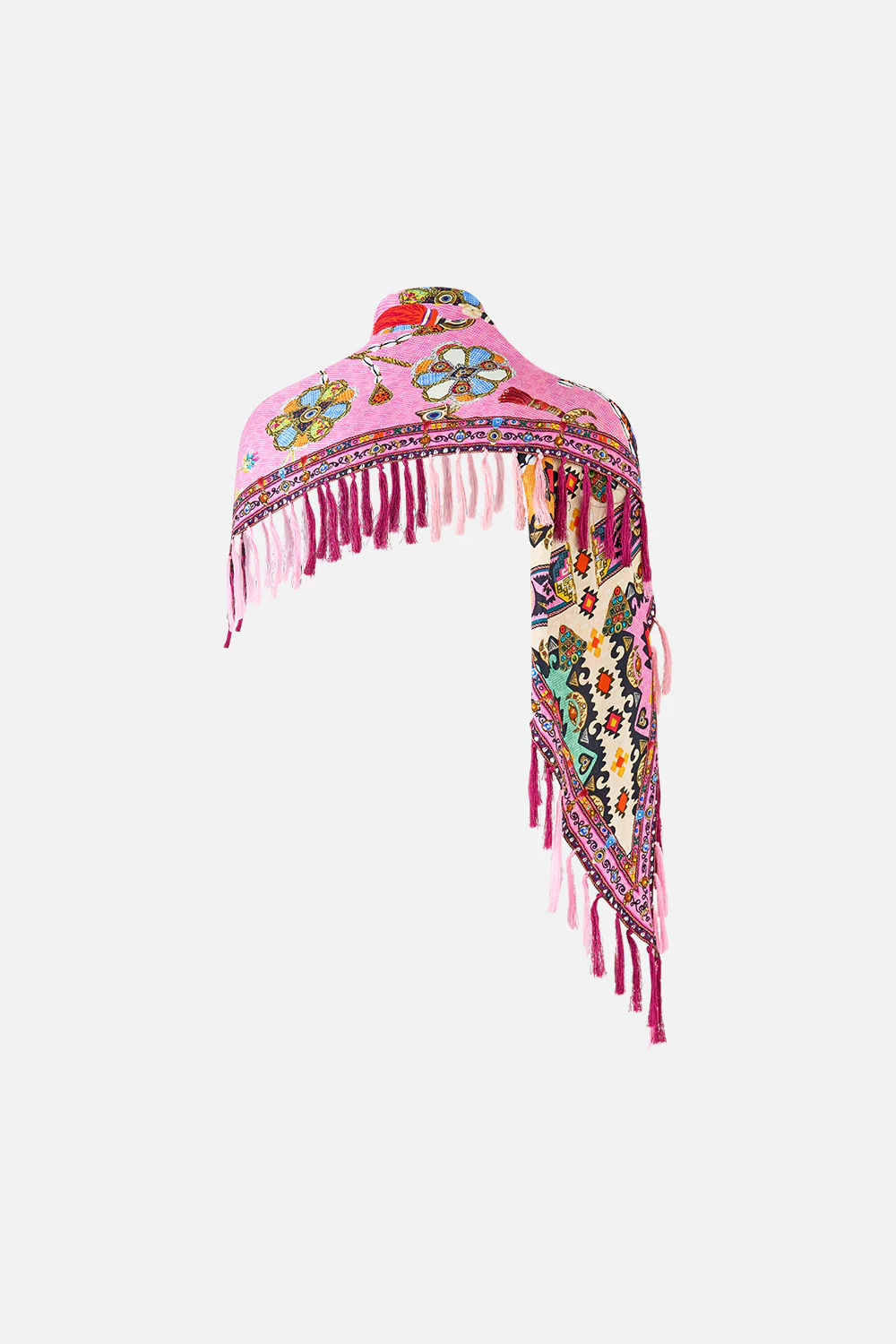 DIAMOND SCARF WITH TASSELS PATCHWORK PANORAMA
