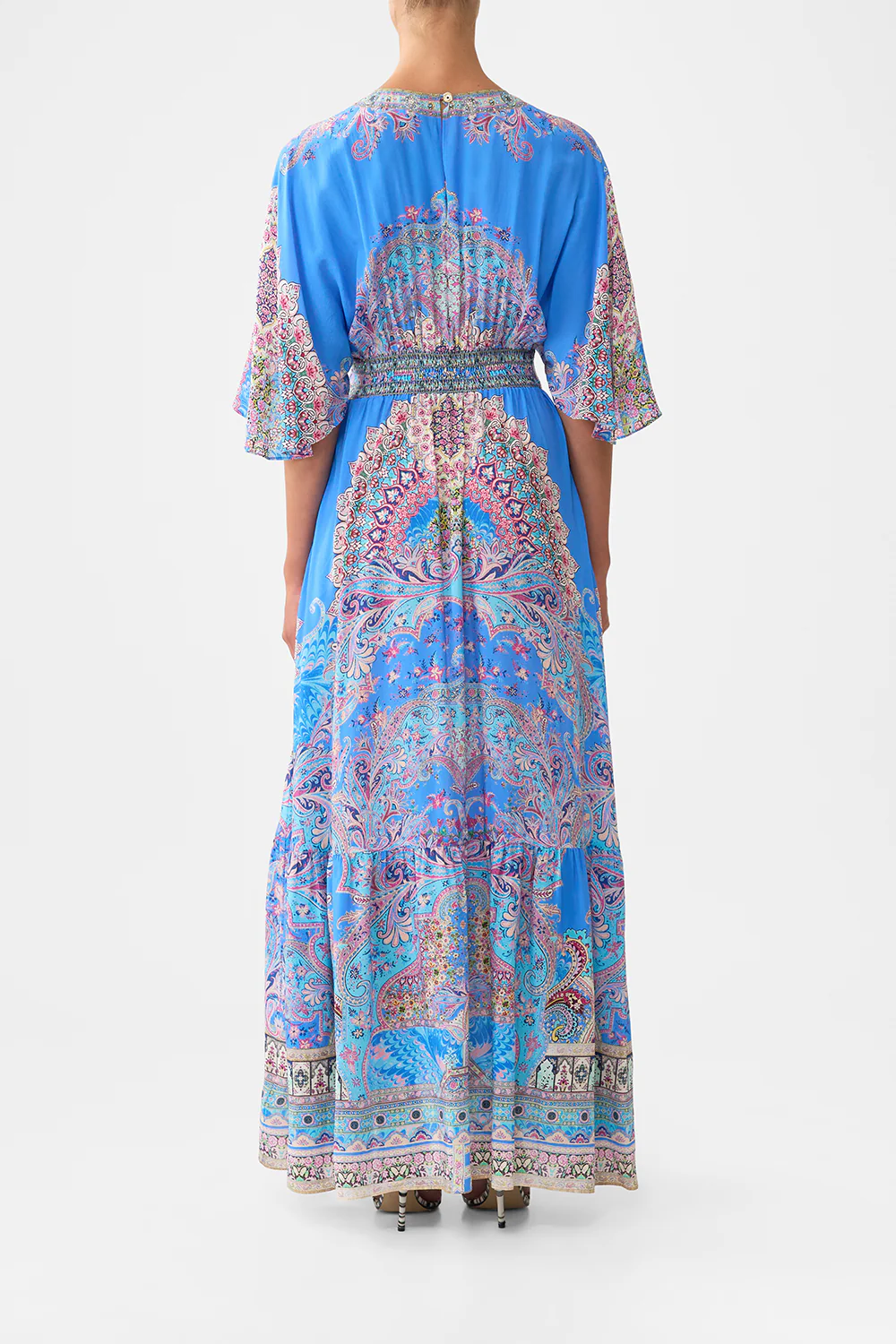 WAISTED DRESS WITH HEM RUFFLE FOOTSTEPS IN FOLKLORE