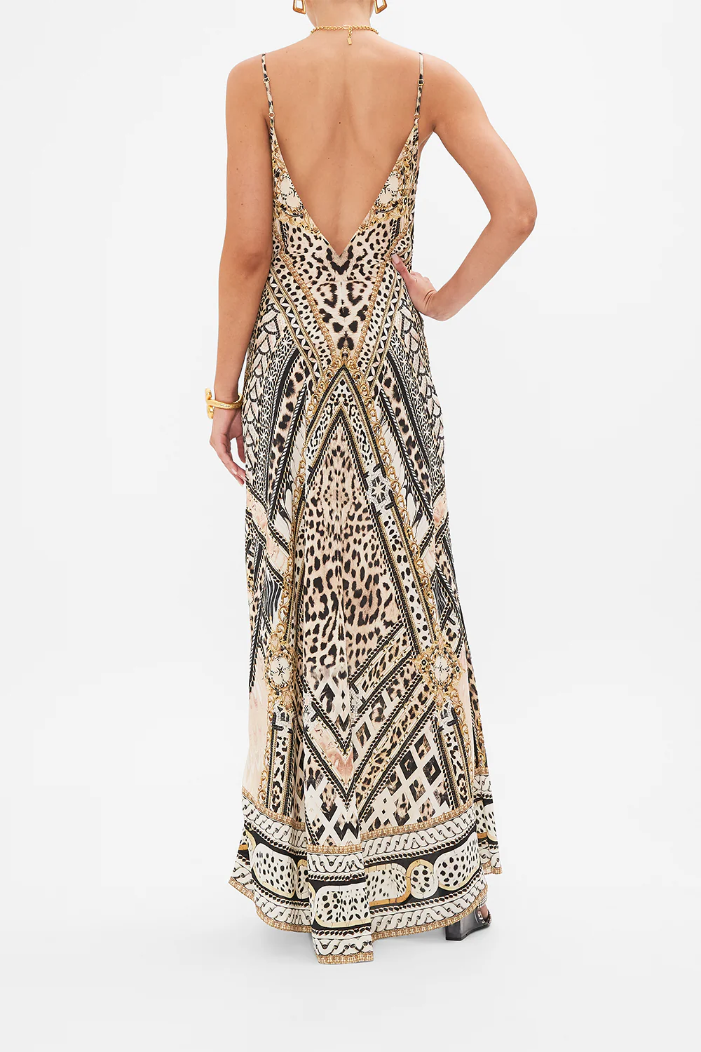V NECK FULL LENGTH BIAS SLIP DRESS MOSAIC MUSE