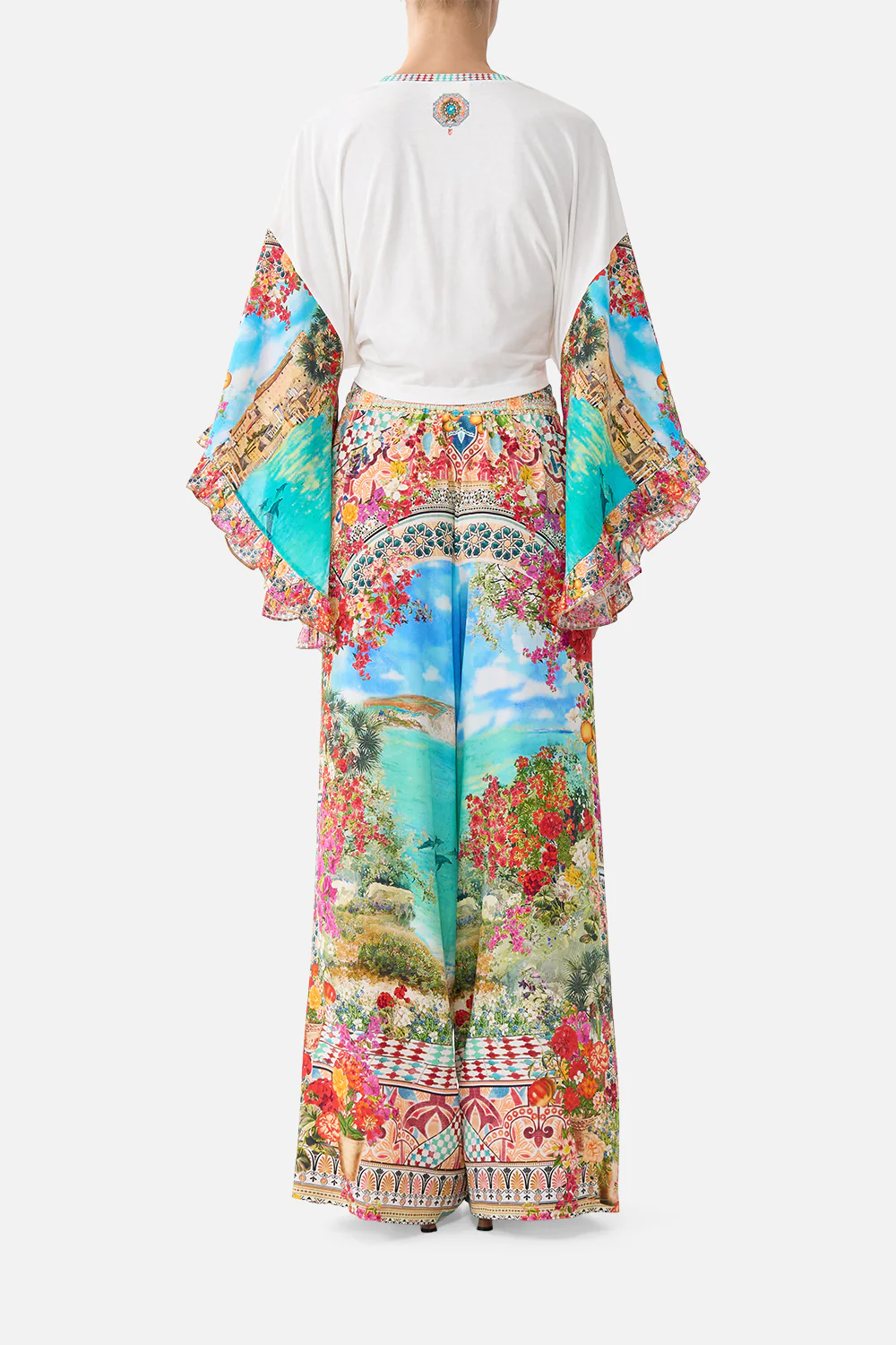 TIE FRONT RUFFLE SLEEVE T-SHIRT MEET ME IN MALLORCA