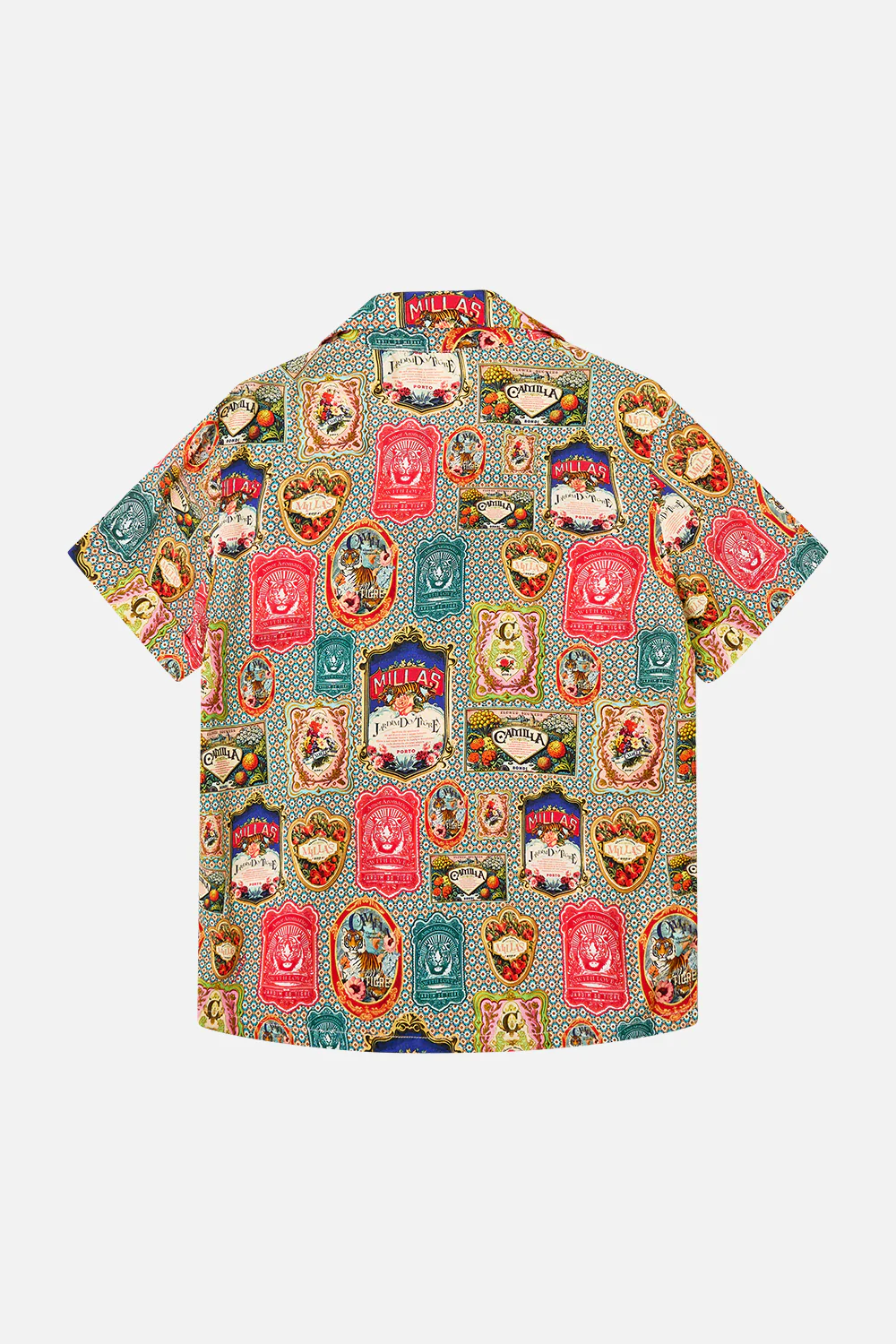 BOYS SHORT SLEEVE CAMP COLLARED SHIRT 4-10 AROMATIC TIGER FLOWER