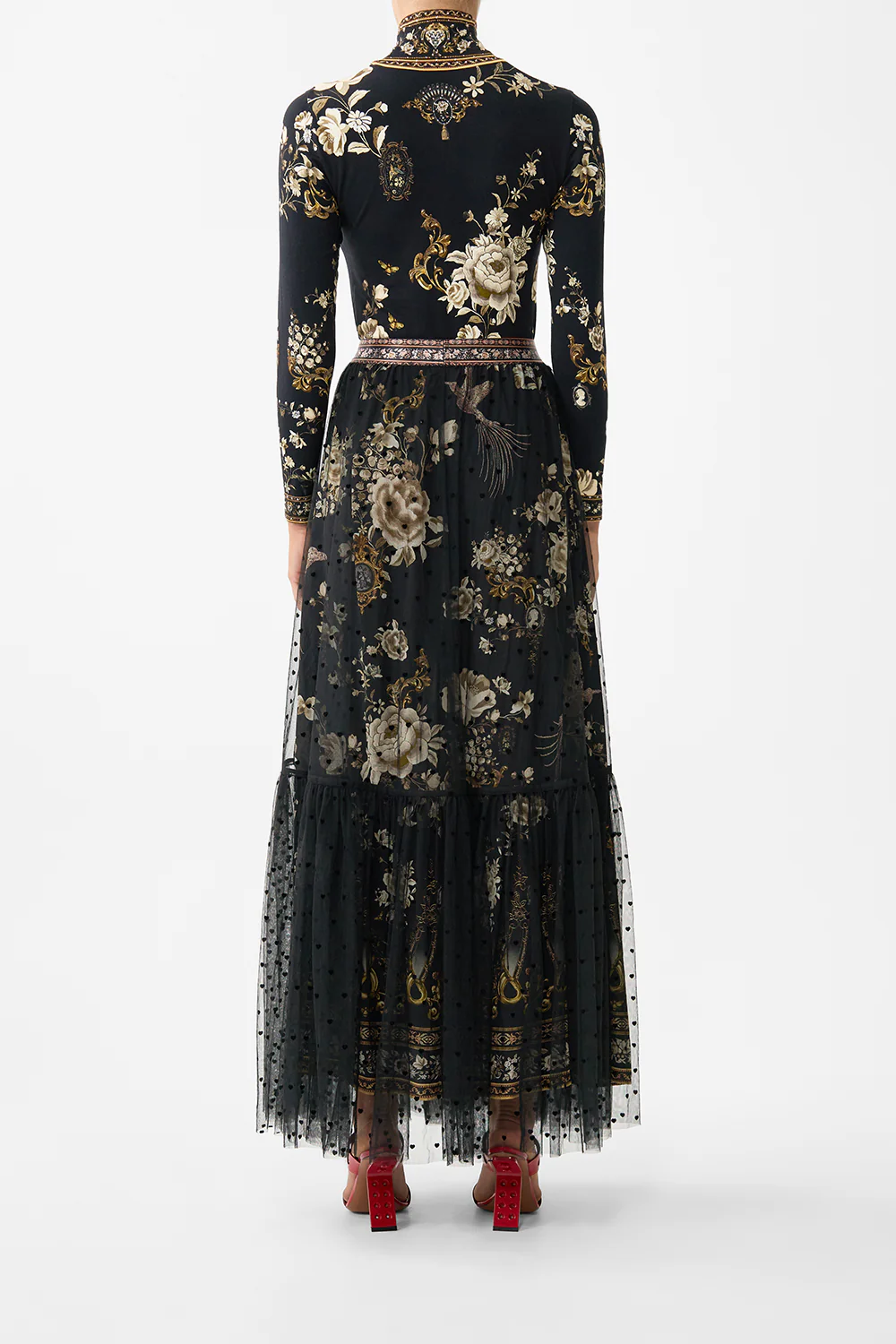 WAISTBAND RUFFLE HEM SKIRT FLAMENCO FOLKLORE