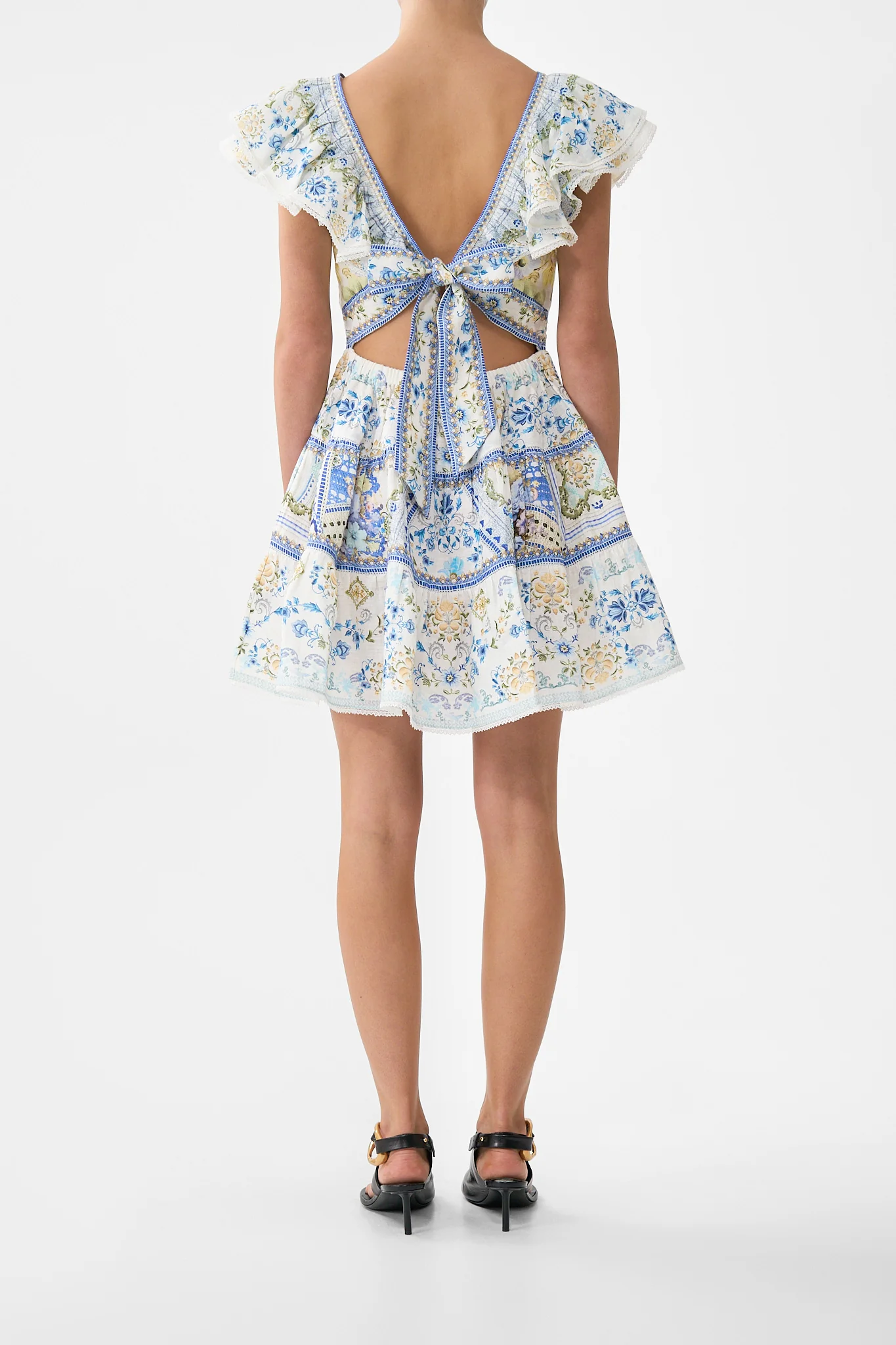 TIERED SHORT DRESS WITH NECK FRILL MY HOMESPUN HEART